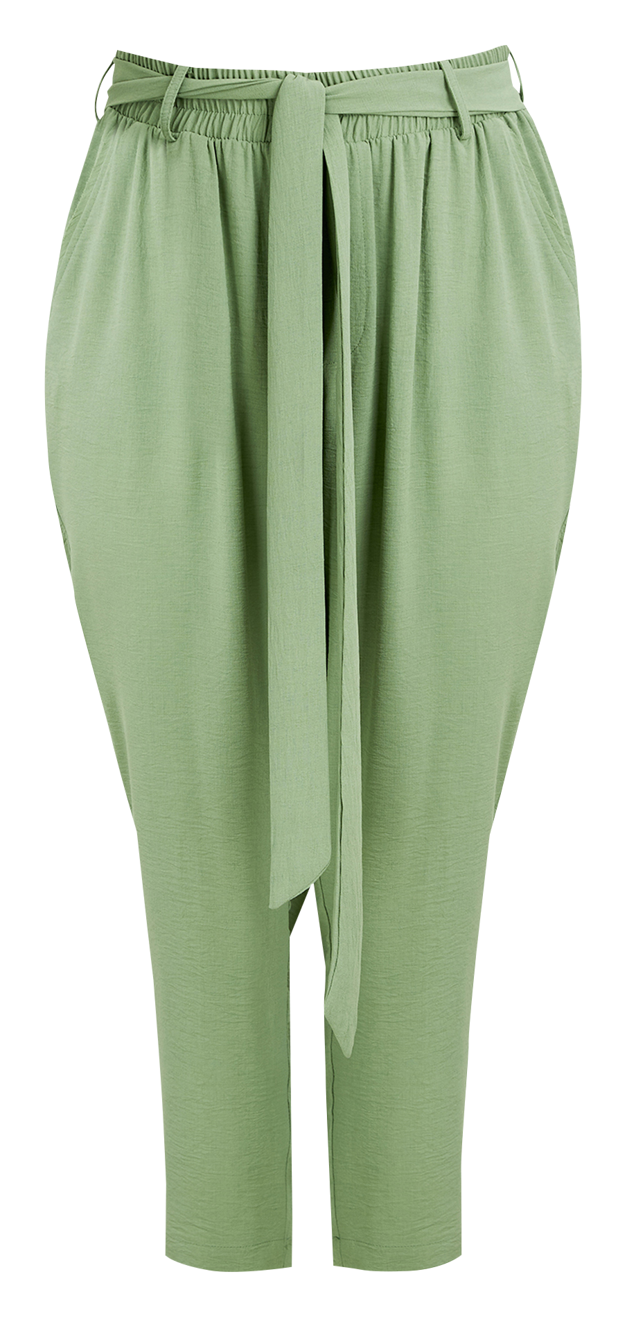 Belted balloony-leg cigarette pants MAT FASHION