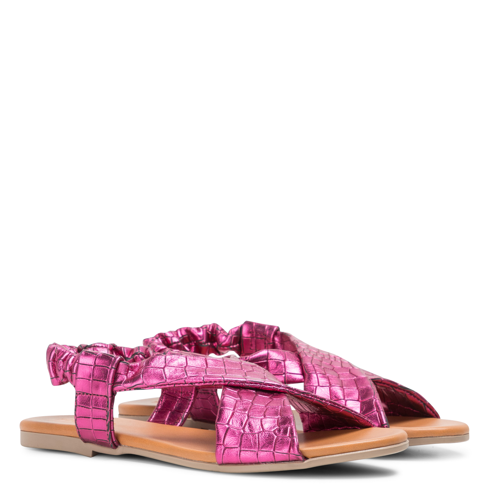 Sandales plates en cuir PIECES Violet