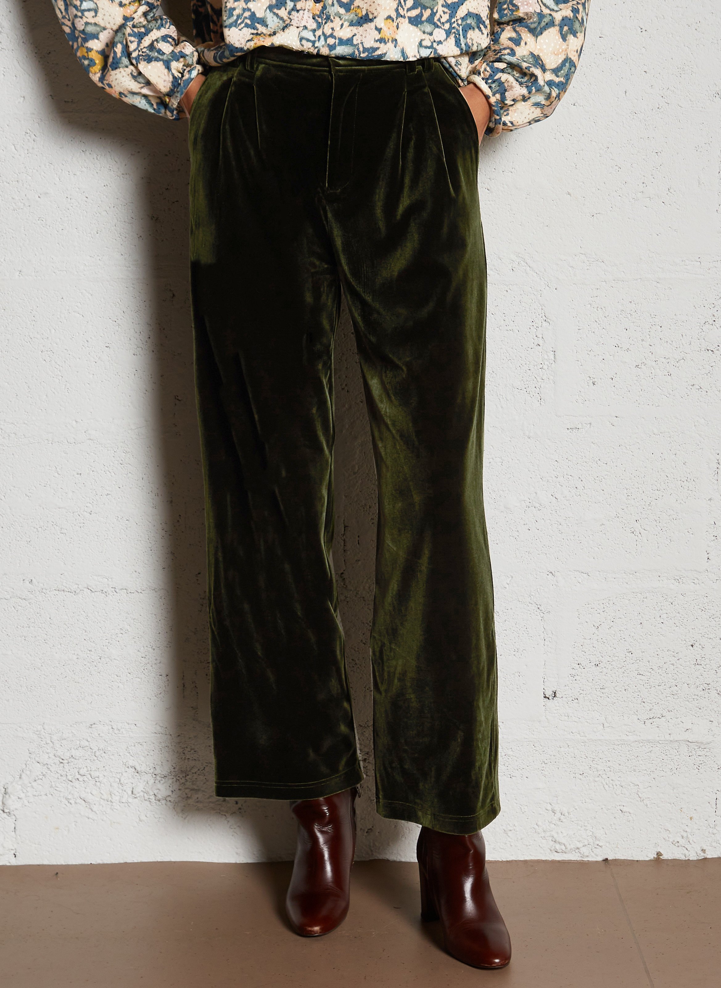 Lace and velvet mixed-media panties SEE U SOON