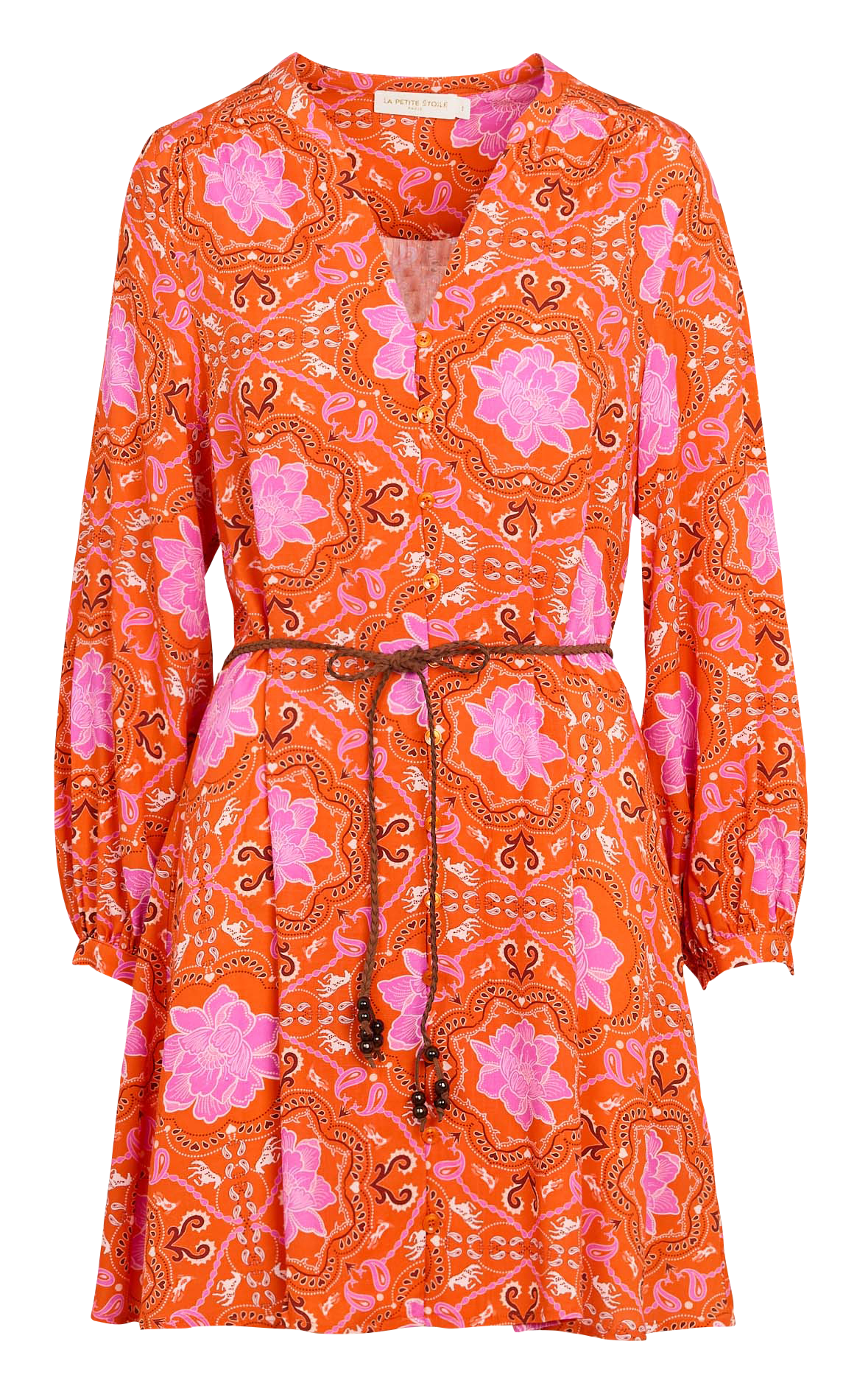 Halflange jurk met print LA PETITE ETOILE Oranje