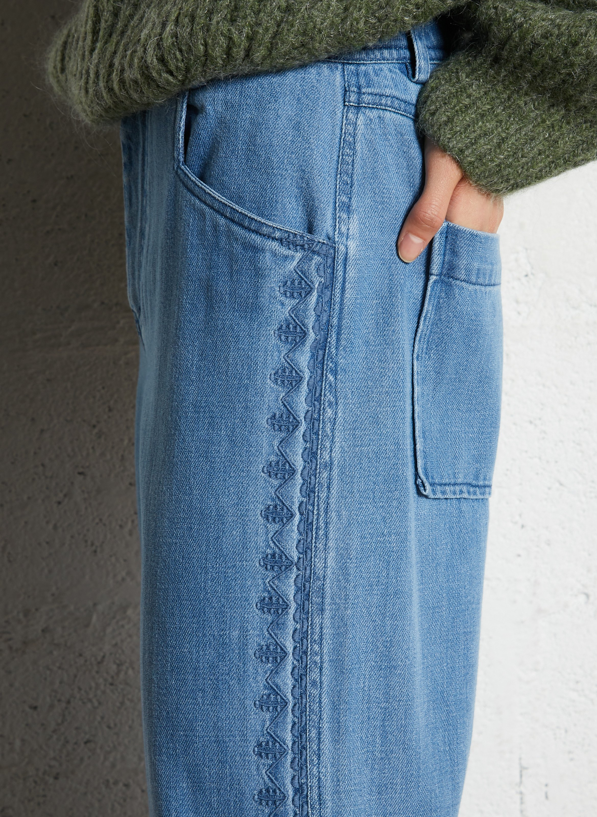 Straight cotton-blend pants LOUISE MISHA Blue