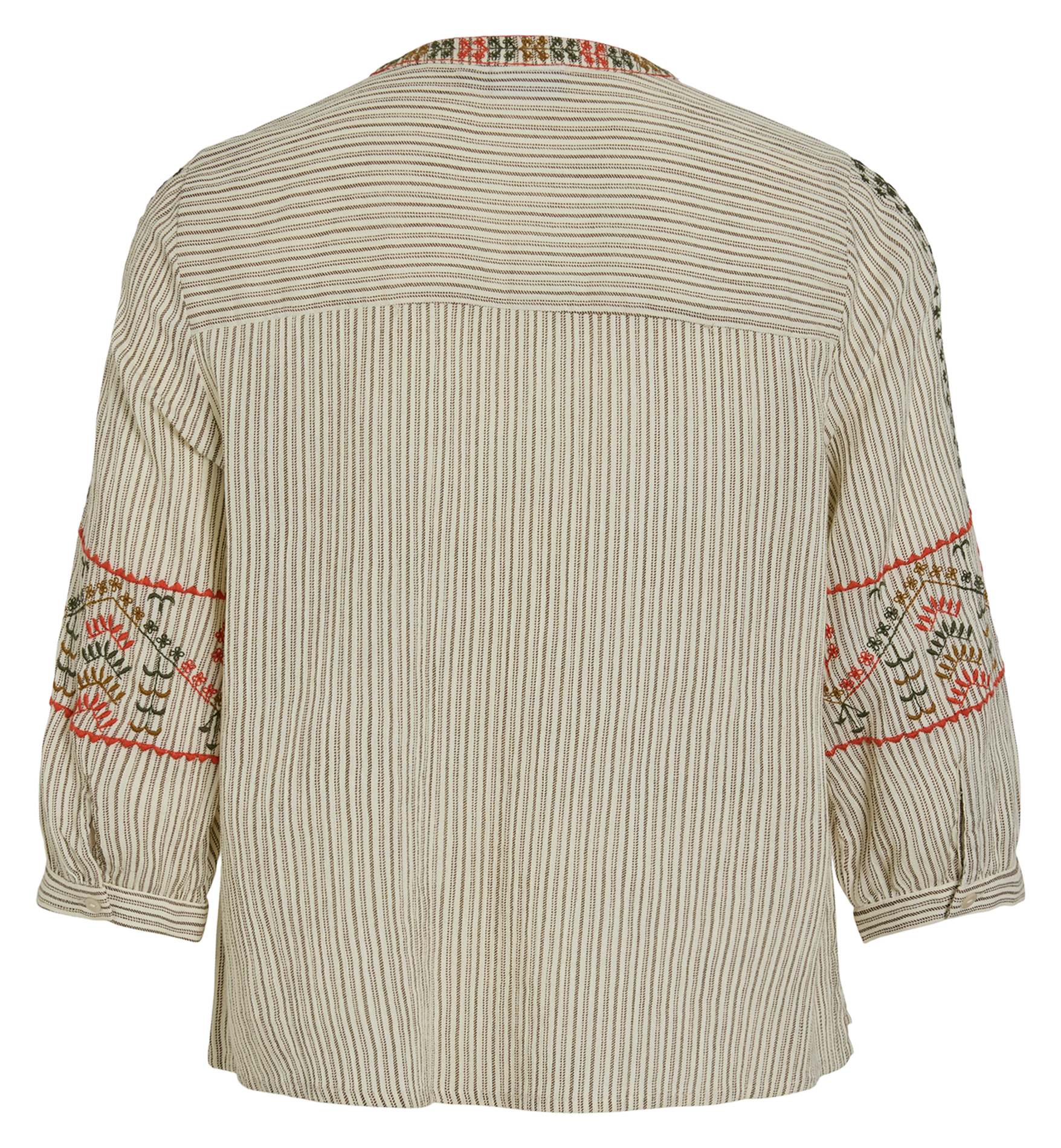 Chemise droite en coton rayé VILA Beige