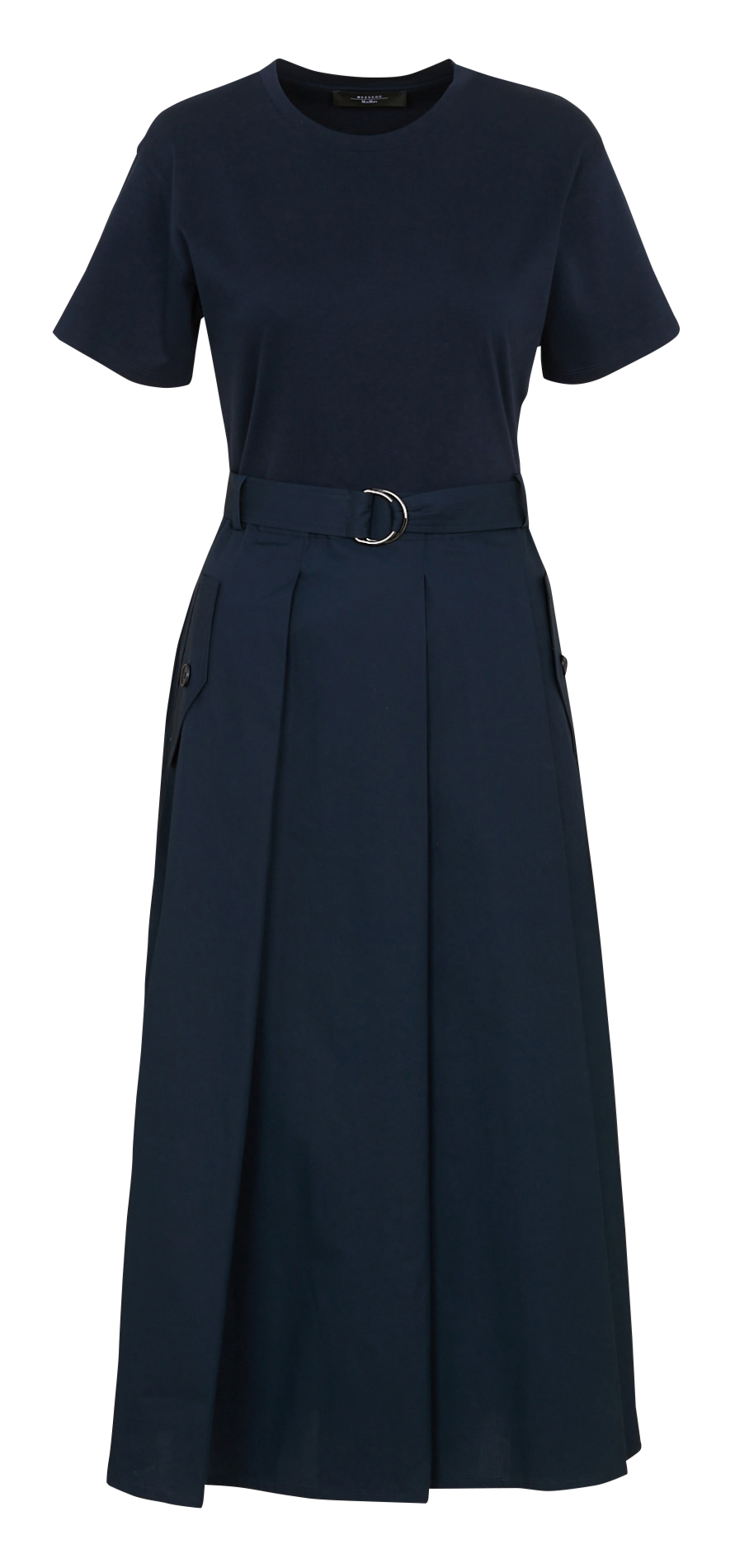 Solid pleated long dress with short sleeves MAX MARA WEEK END Blue
