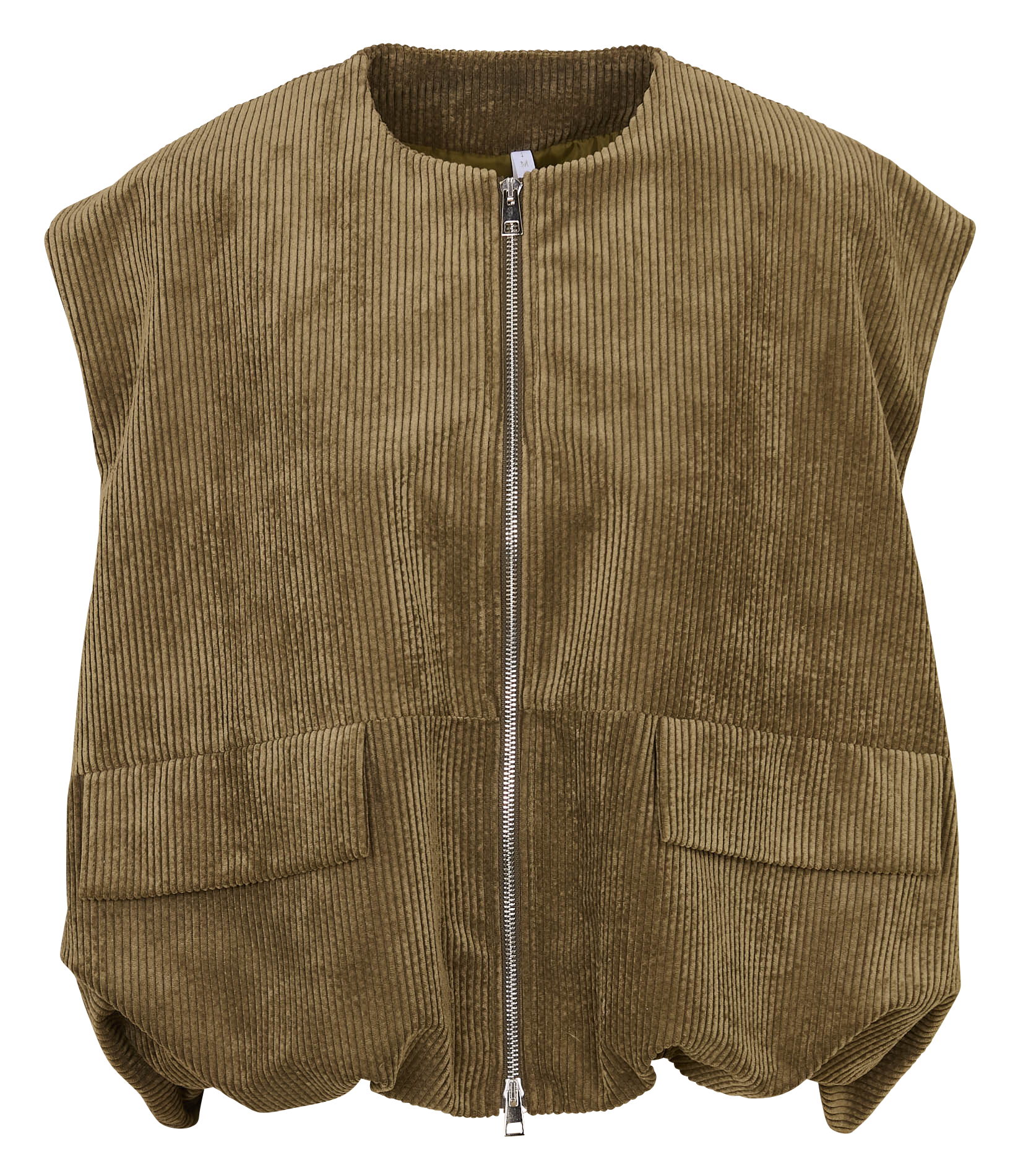 Vest met ronde hals in ribfluweel IMPERIAL Kaki