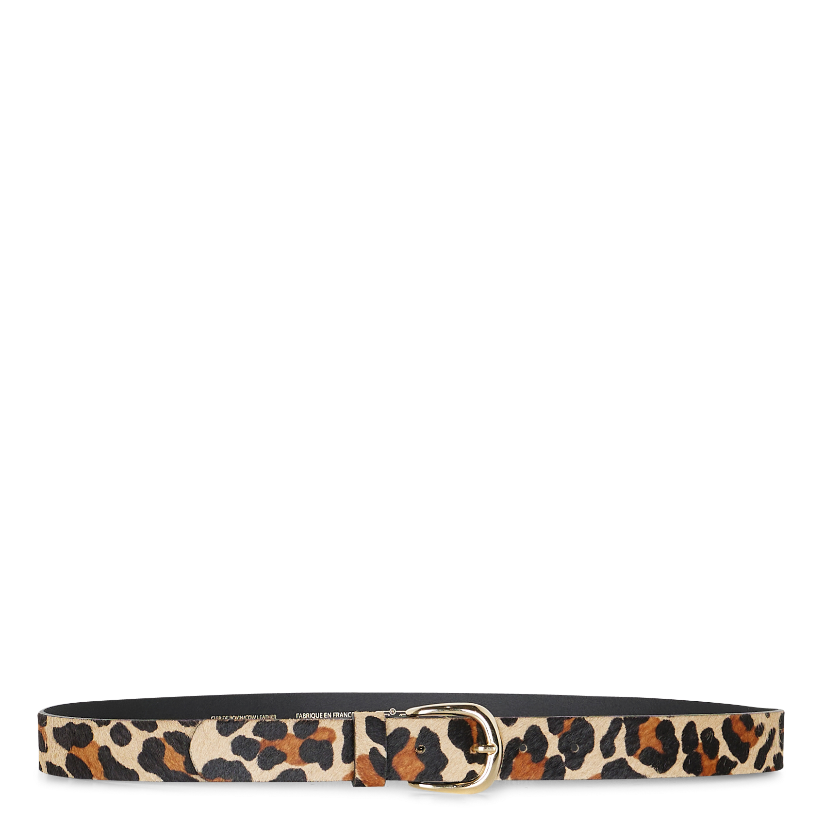 Ceinture en cuir pony imprimé DES PETITS HAUTS Marron