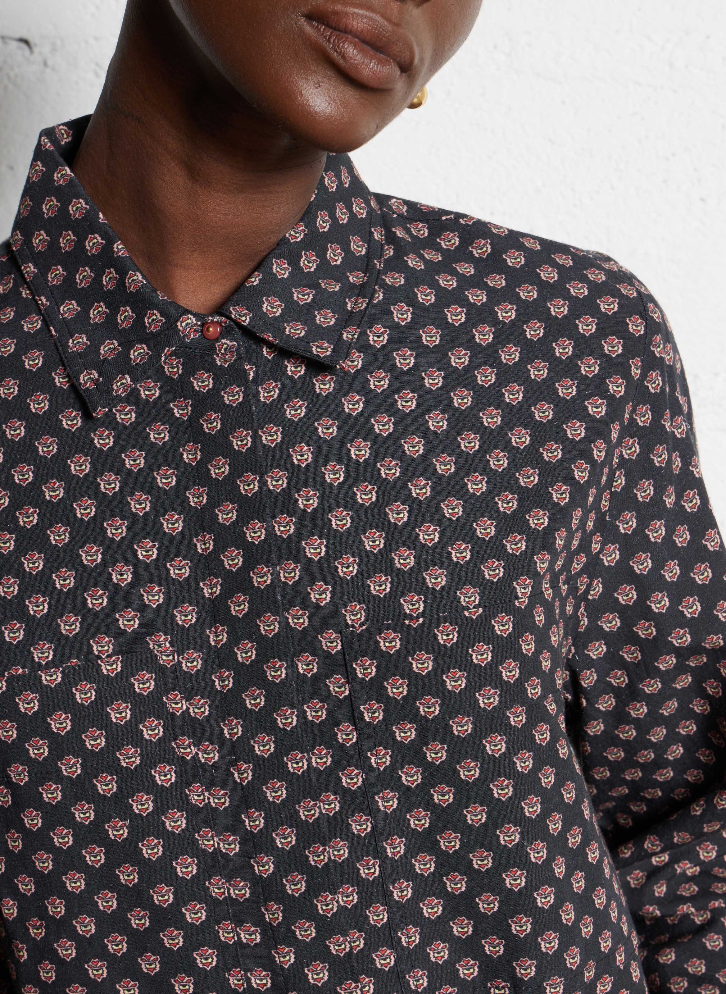 Chemise oversize courte DES PETITS HAUTS Noir