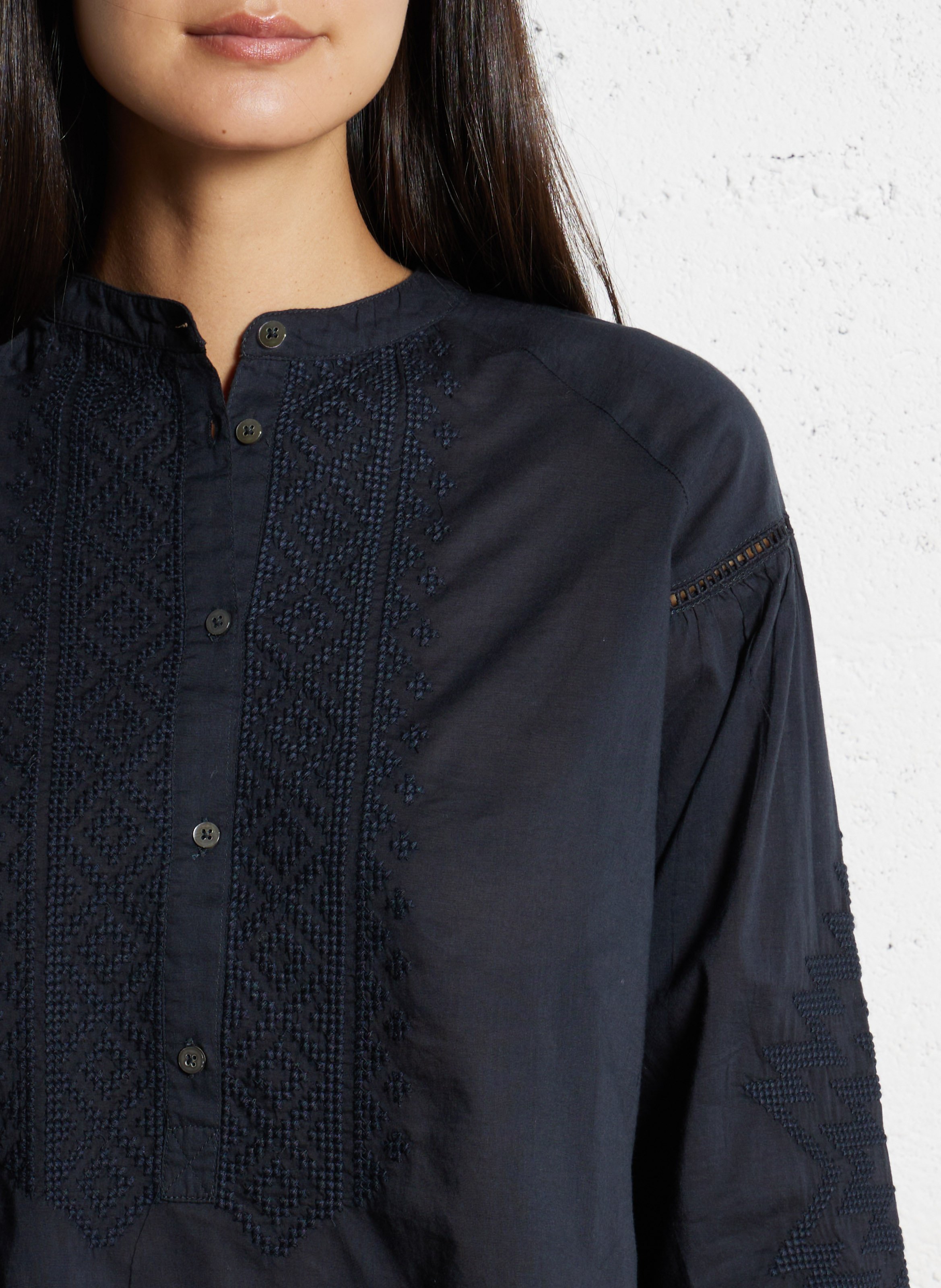 Blouse col rond en coton HARTFORD Noir