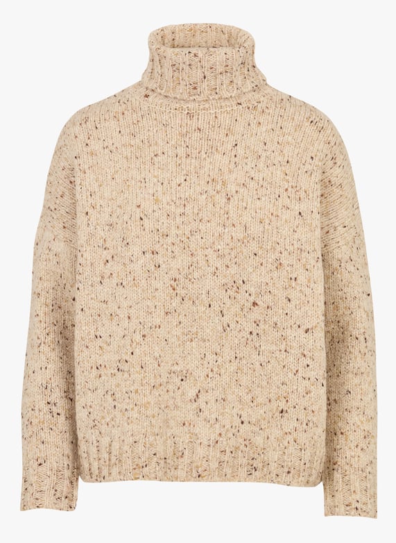 Weiter rollkragenpullover mit meliertem grobstrick aus wolle Dune