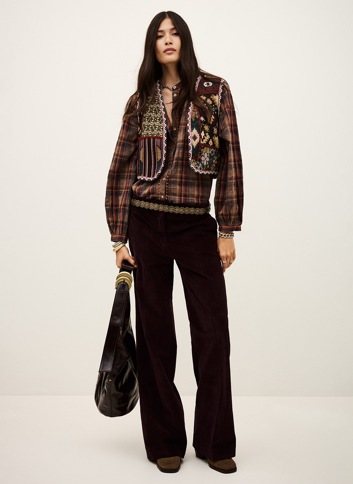 Corduroy cropped pants BA&SH Plums