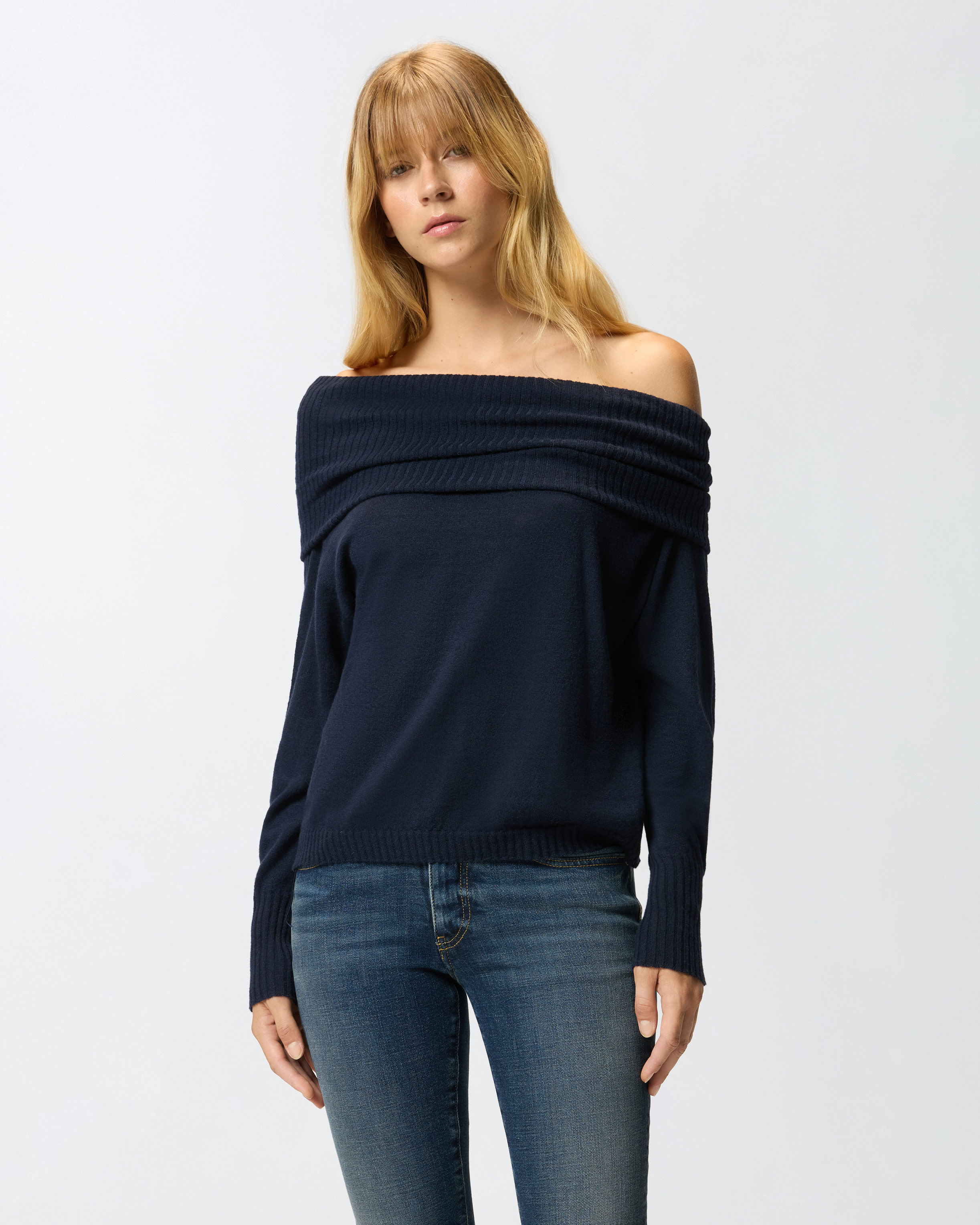 Long-sleeve off-the-shoulder sweater PINKO Blue