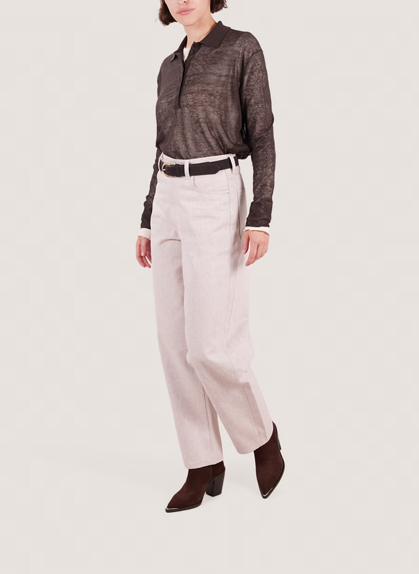 Pointed-toe leather calf boots JONAK Brown