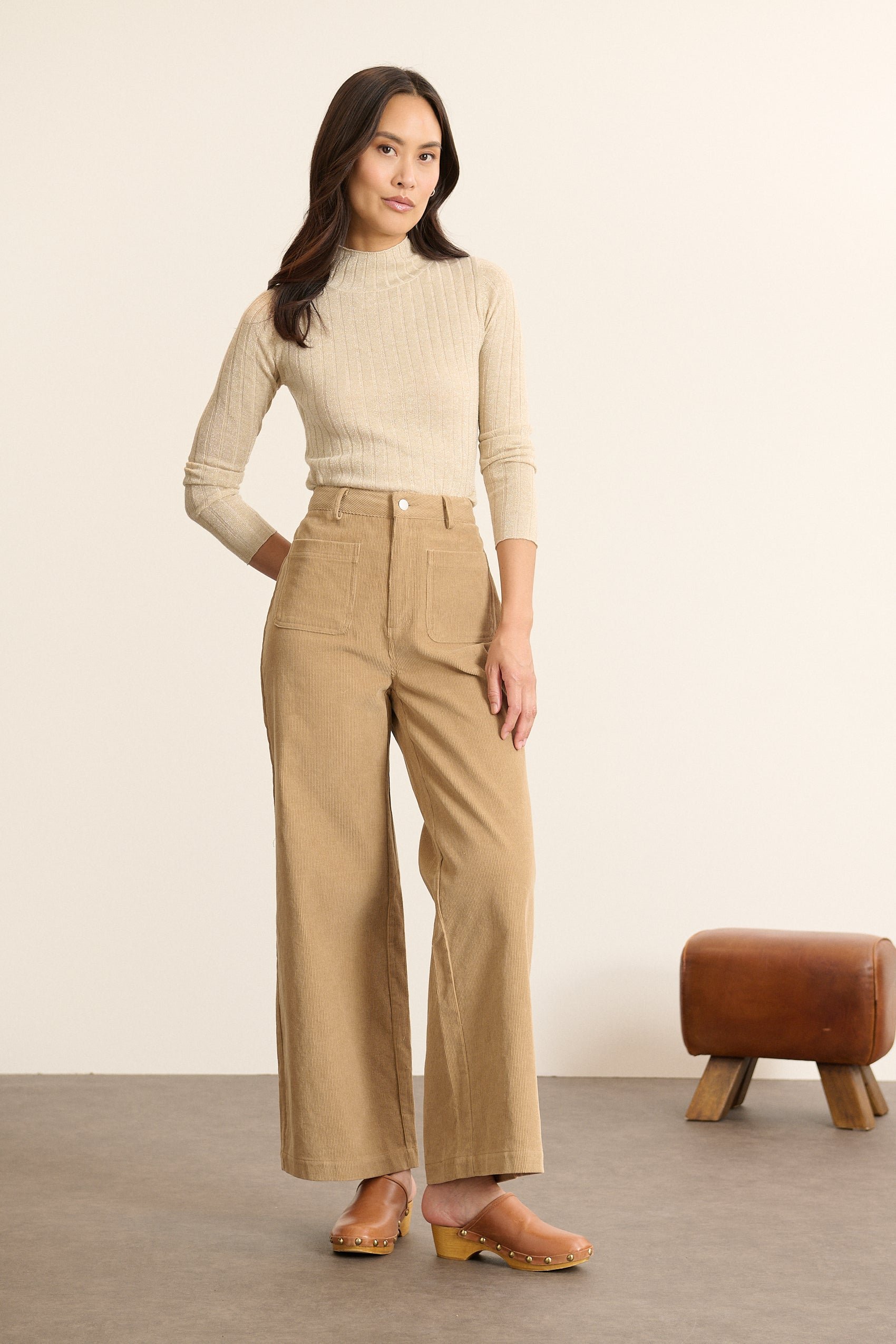 High-neck lurex sweater GARANCE PARIS Beige
