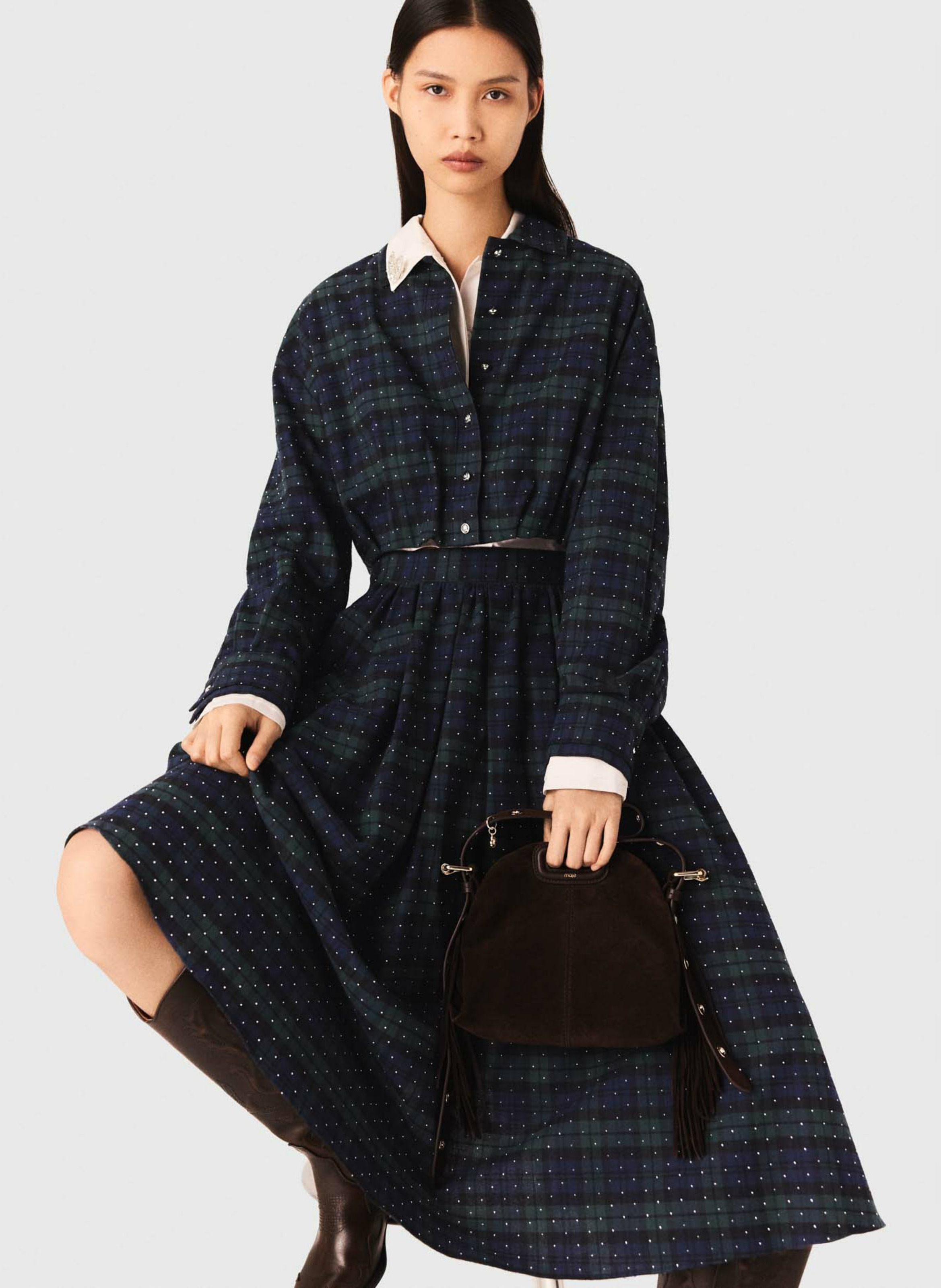 Chemise courte imprimée à strass MAJE Bleu