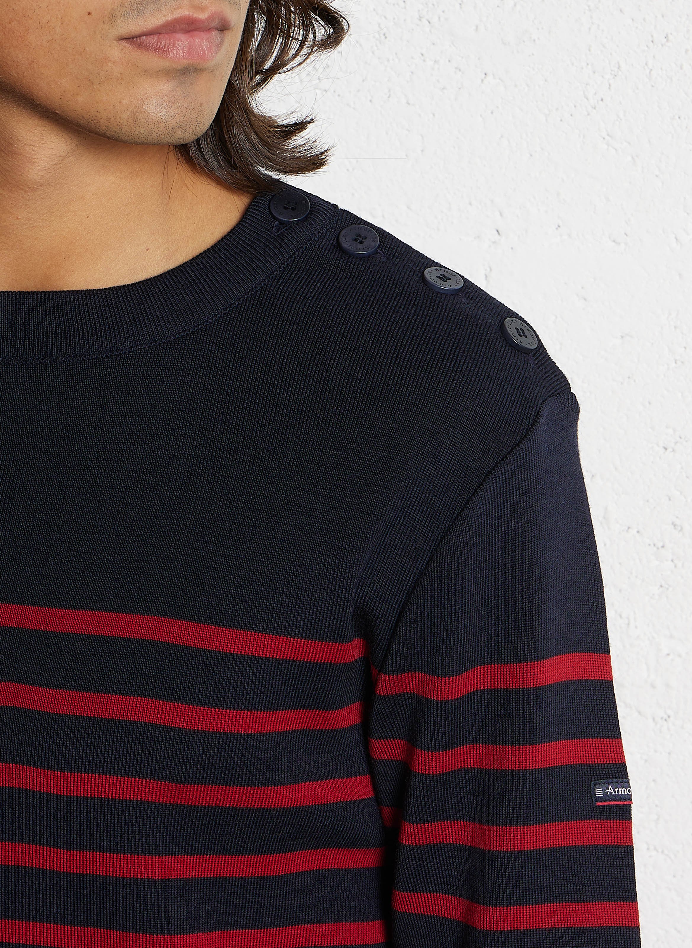 Pull col rond regular fit en laine ARMOR LUX Bleu