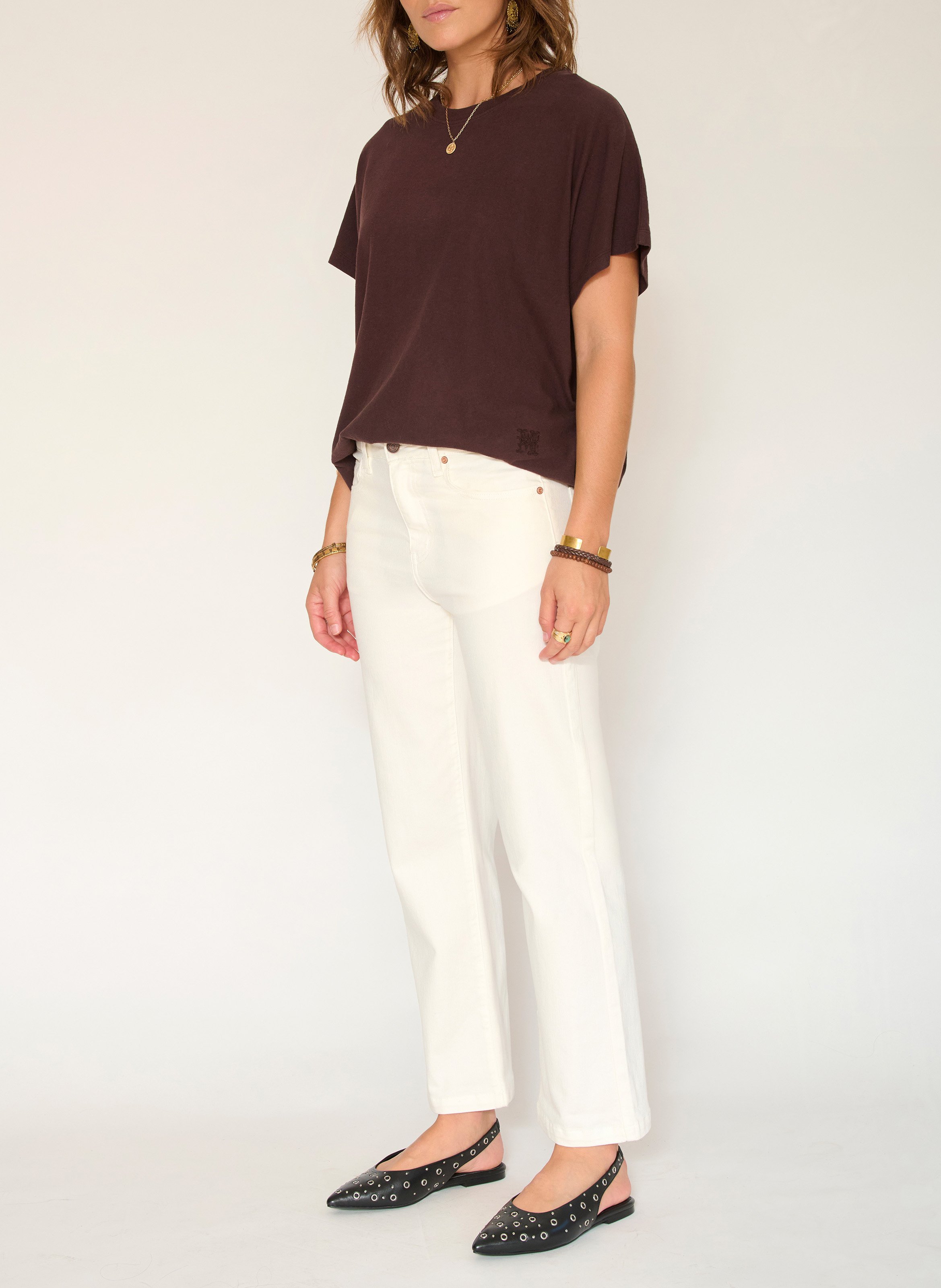 Jean droit en coton mélangé MKT Beige