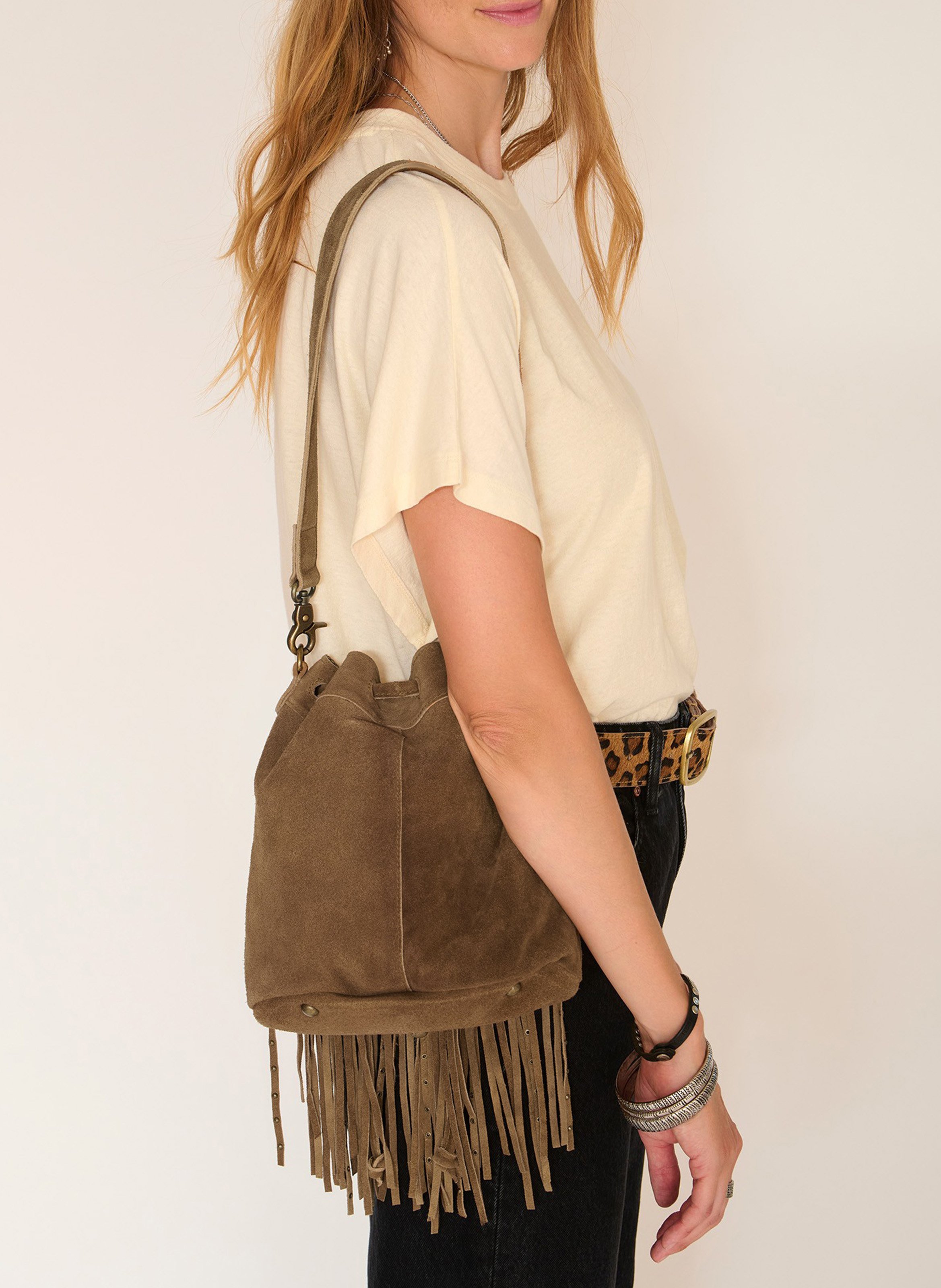 Sac bandoulière en cuir MKT Marron