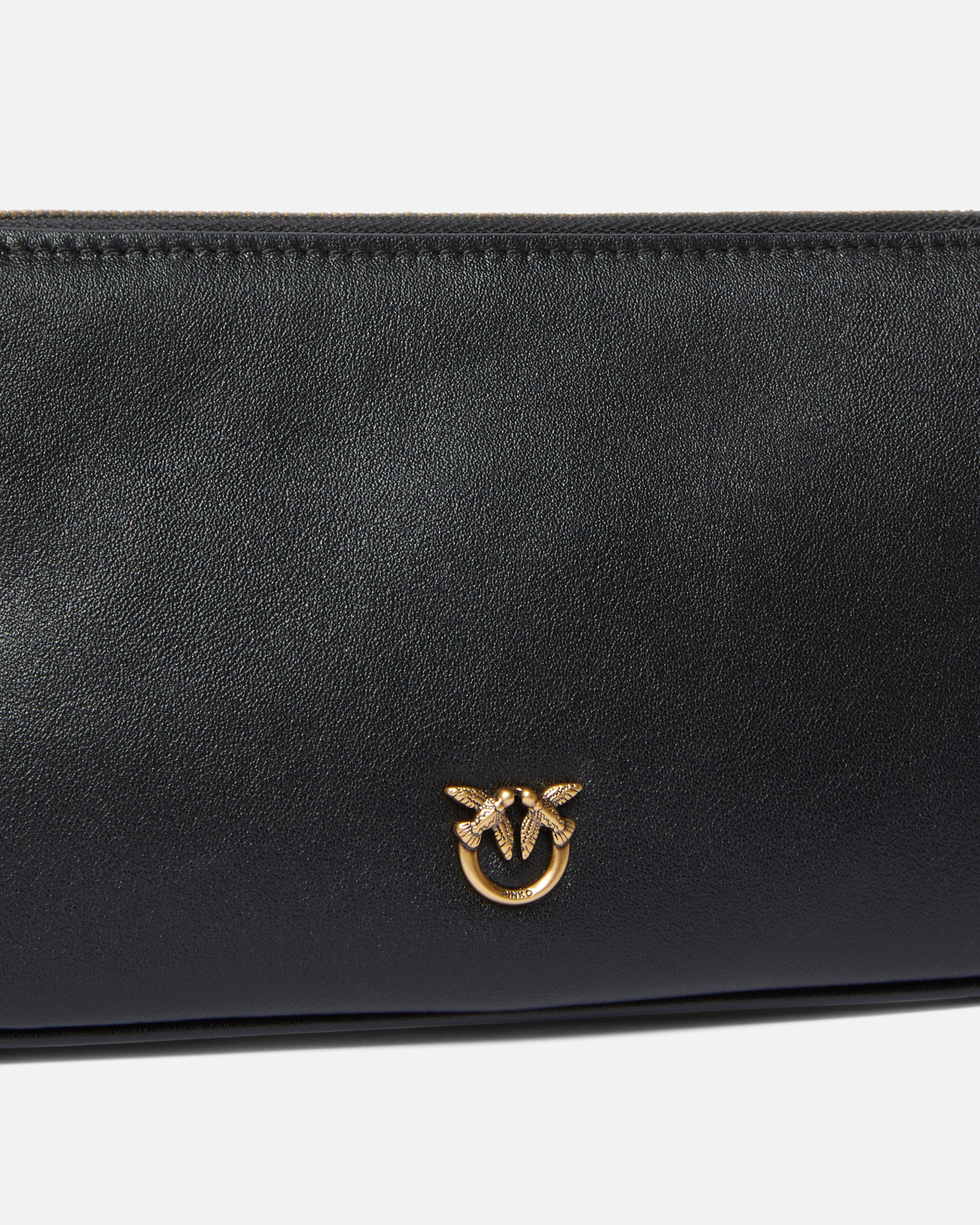 Mini leather half-moon baguette shoulder bag PINKO Black