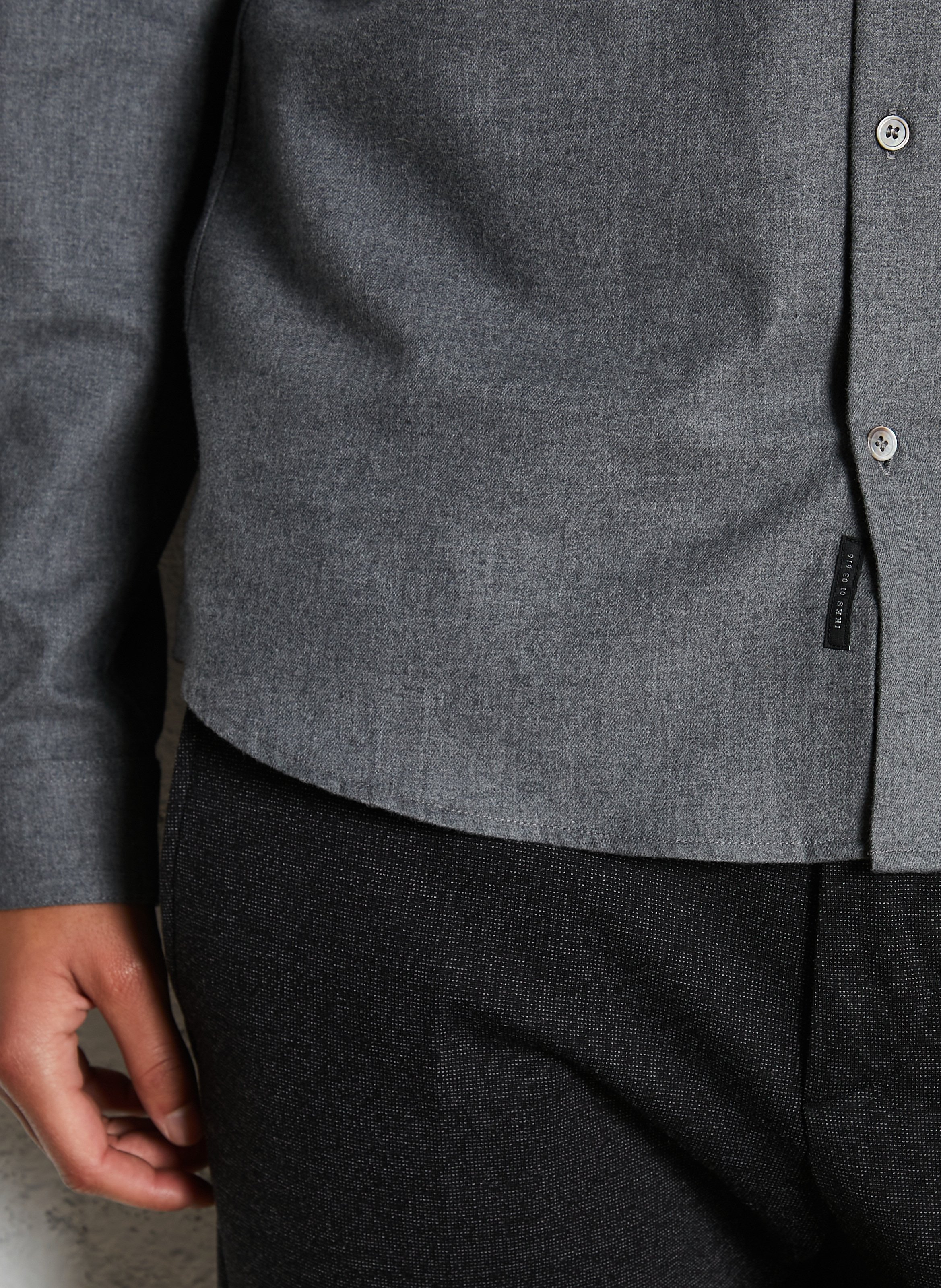 Gerade Hemdbluse mit Stehkragen aus Baumwolle IKKS Grau