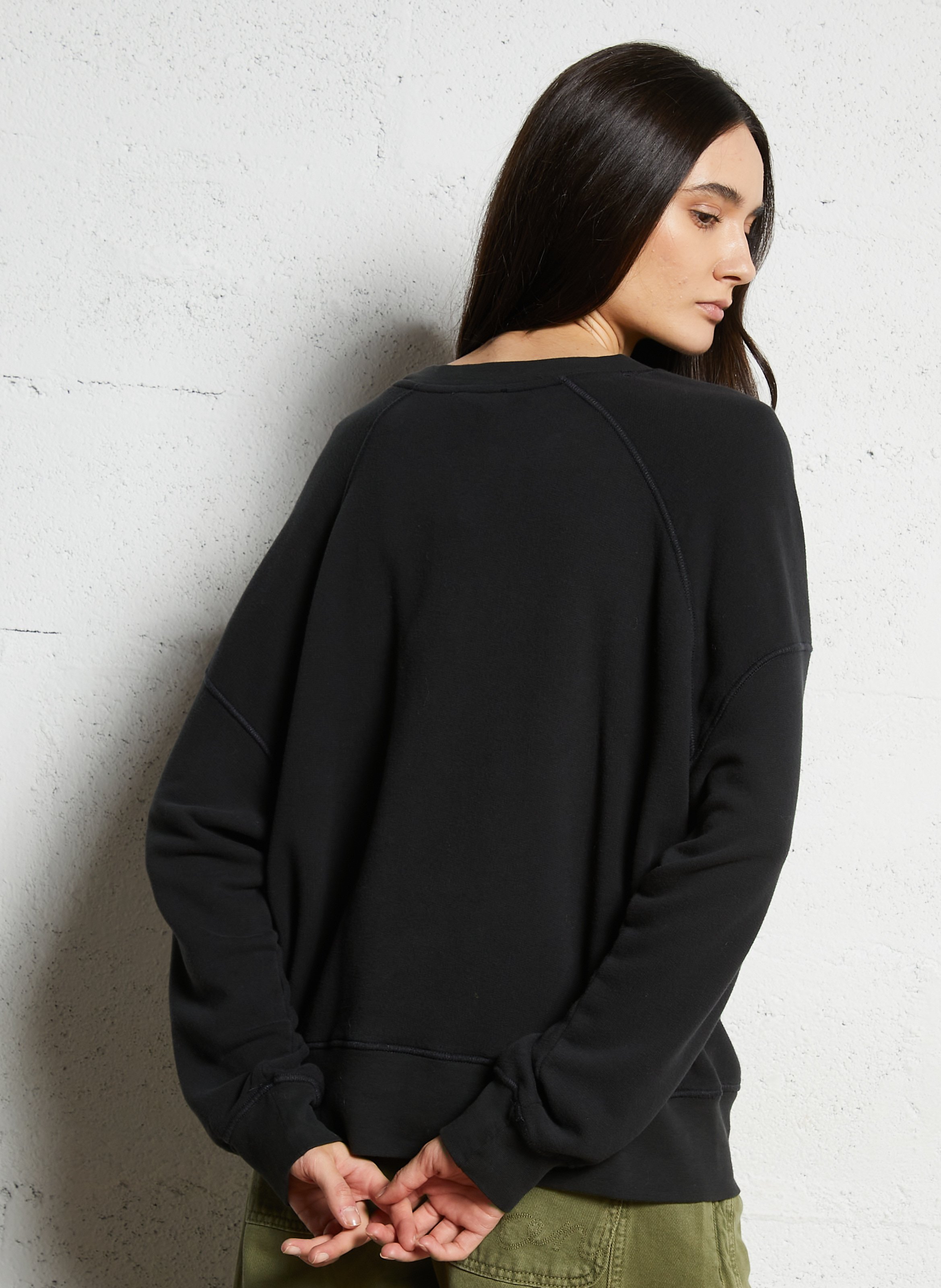 Oversize-Sweatshirt aus Baumwoll-Mix mit Rundhalsausschnitt AMERICAN VINTAGE Schwarz