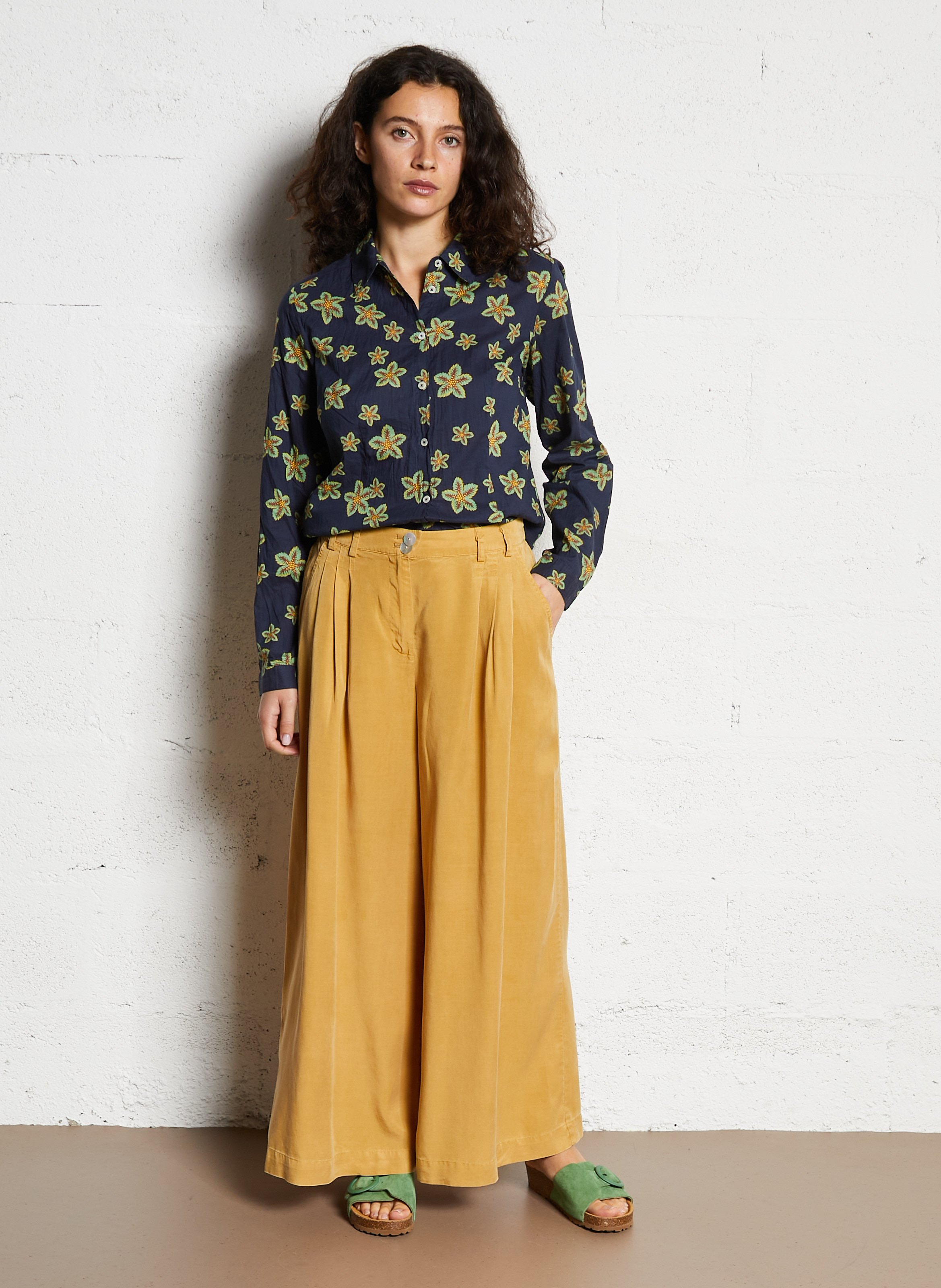 Chemise col classique imprimée en coton NICE THINGS Bleu