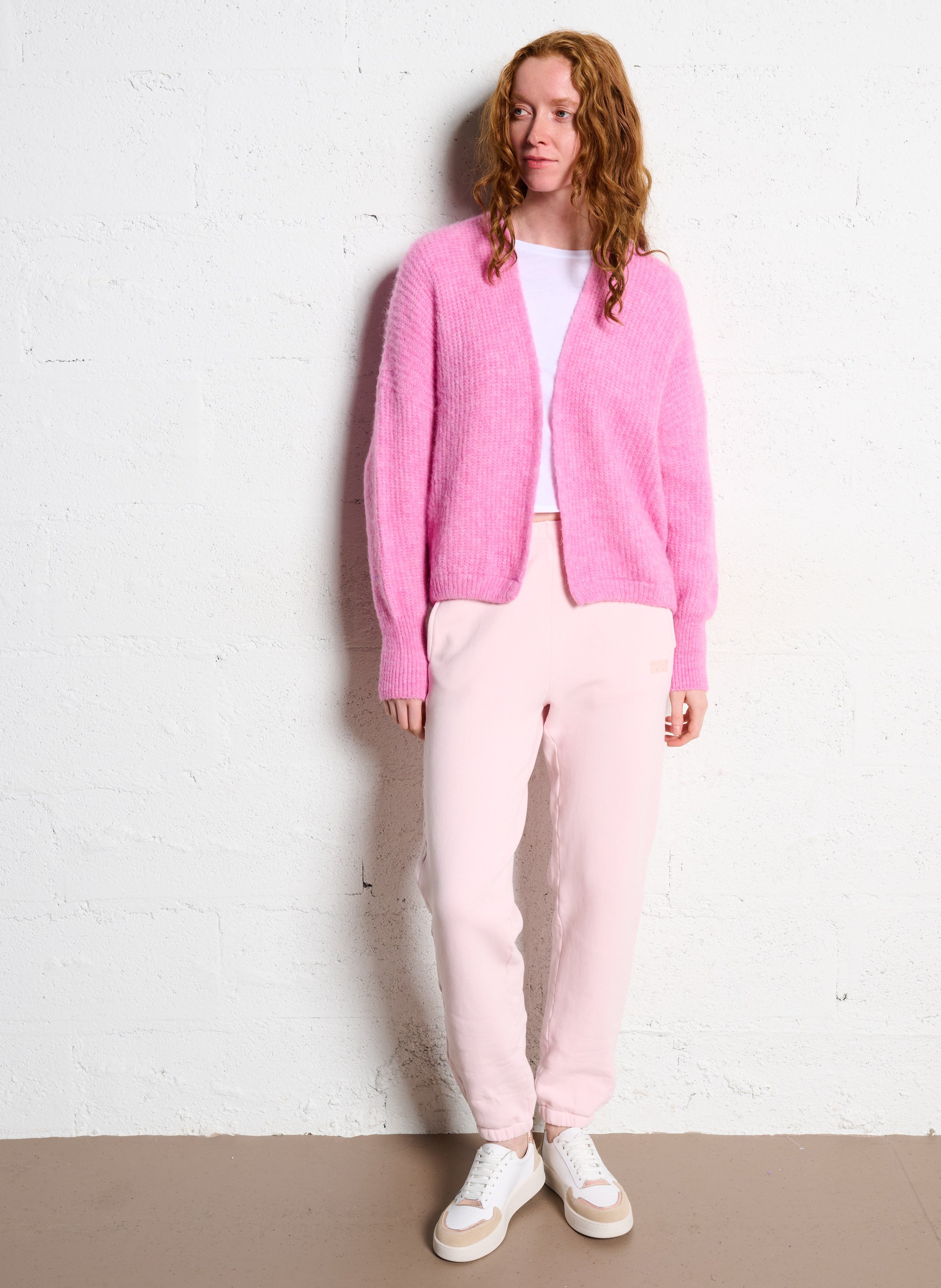 Open wool and alpaca blend cardigan AMERICAN VINTAGE Pink