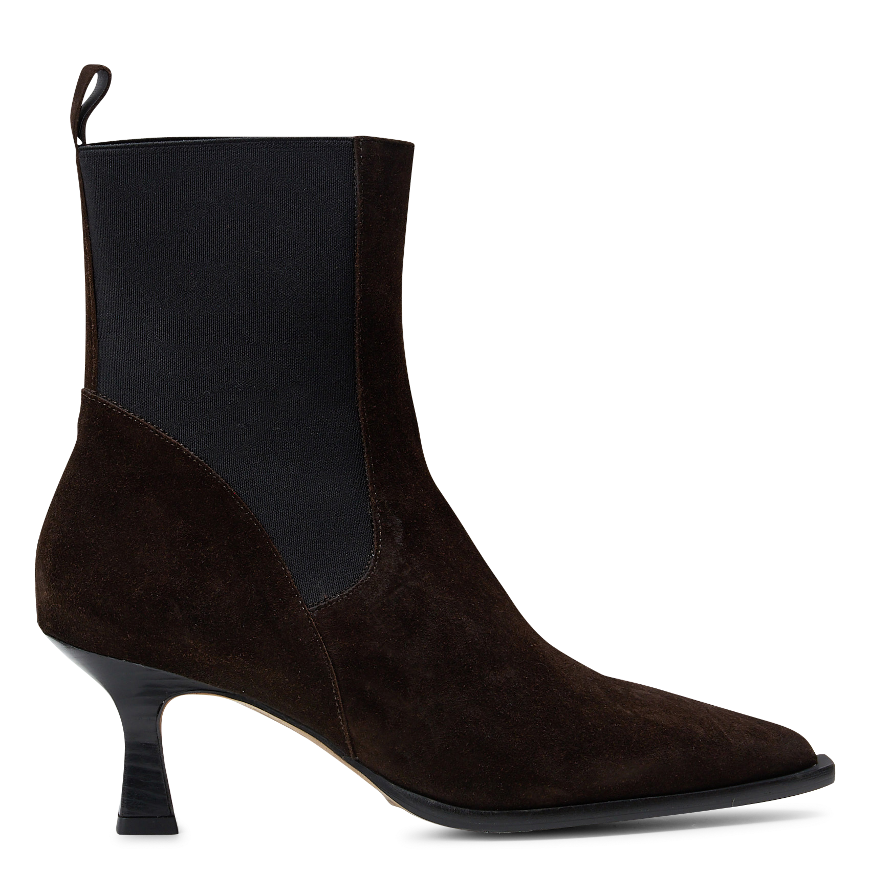 Bottines Chelsea à talons en cuir velours ANGEL ALARCON Marron