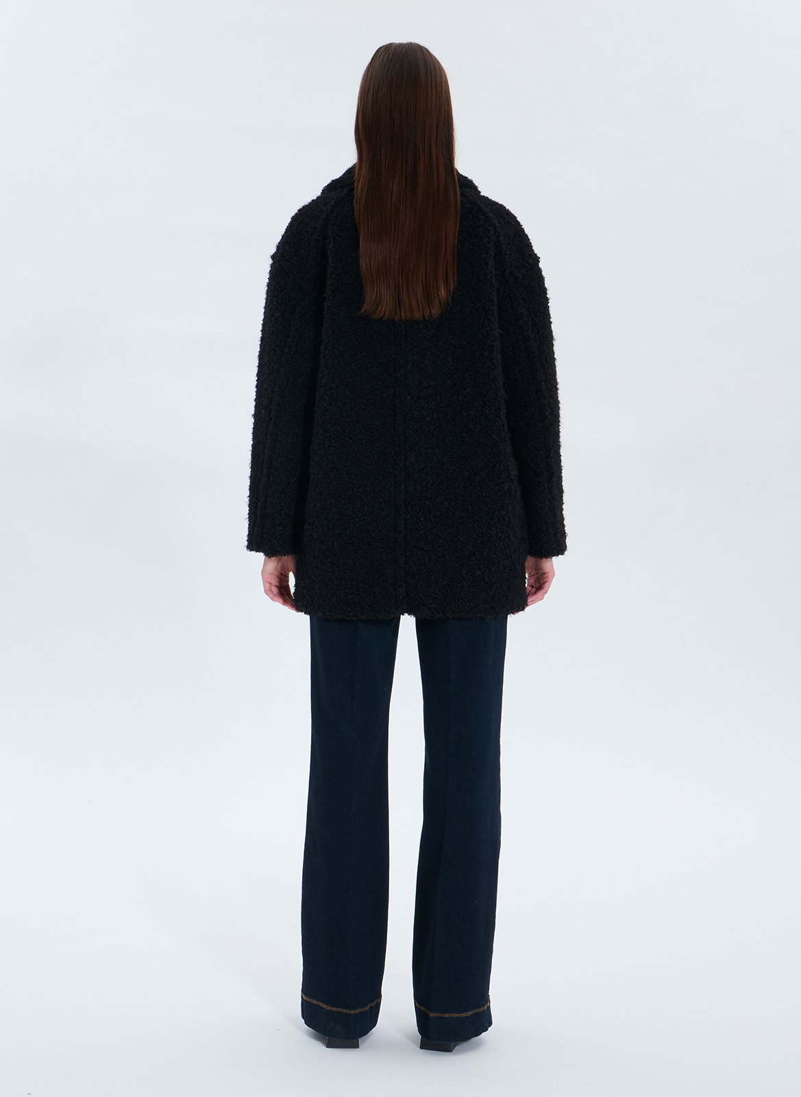 Mid-length coat in curly faux fur ZAPA Black