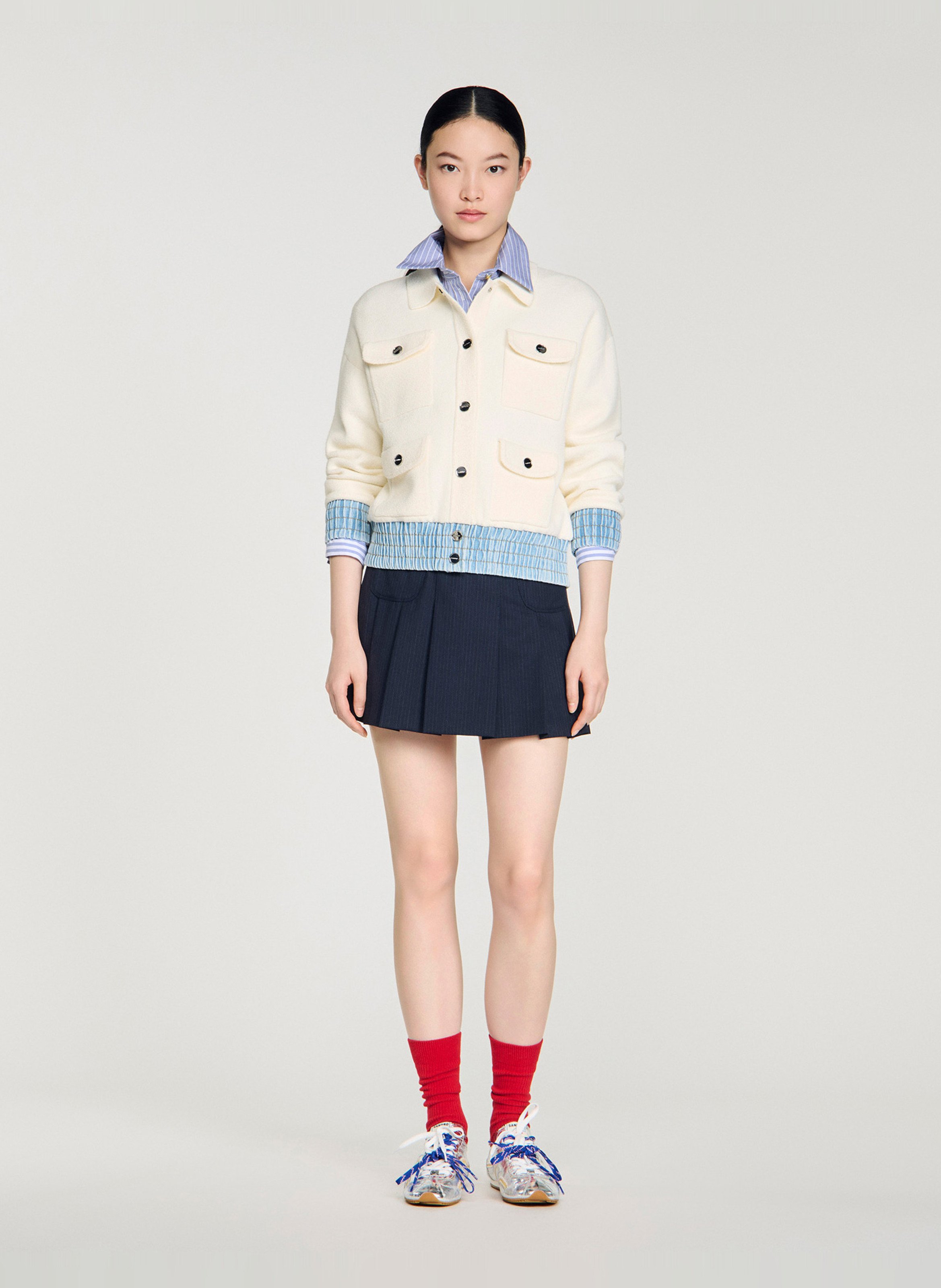 Cardigan with classic collar SANDRO White