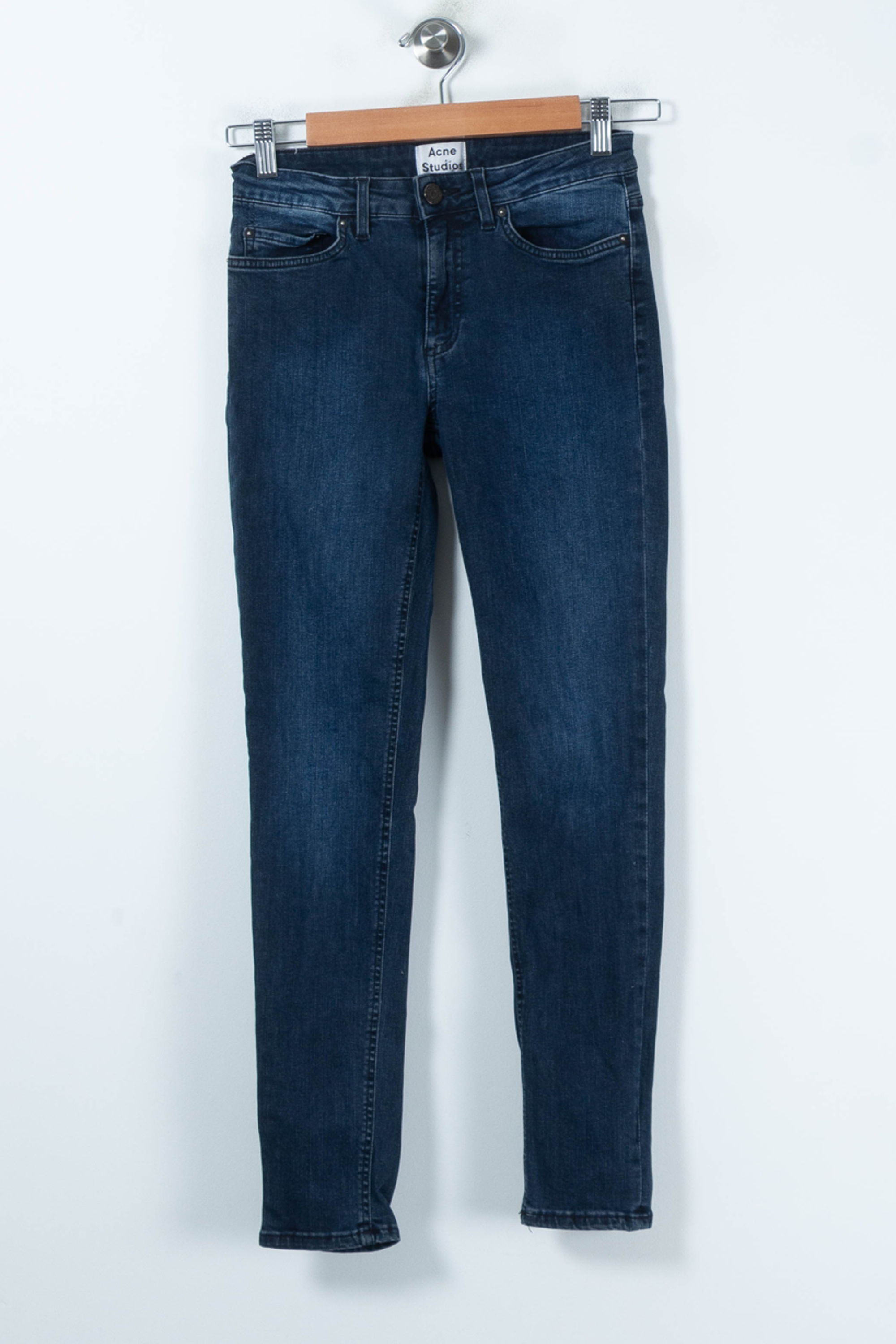 Cropped slim jeans with studs ACNE STUDIOS - Seconde Main Blue
