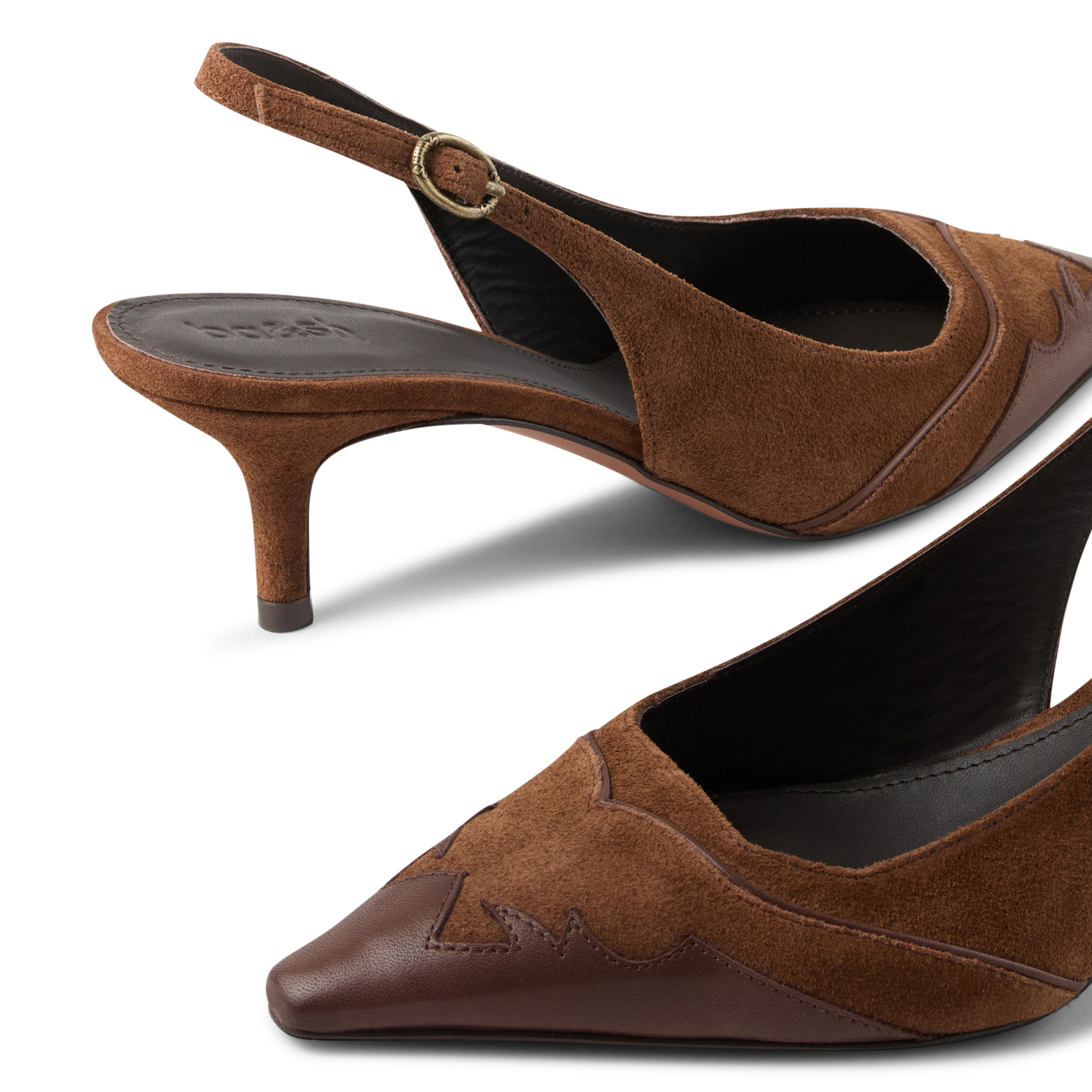 Escarpins pointus à talons en cuir BA&SH Marron