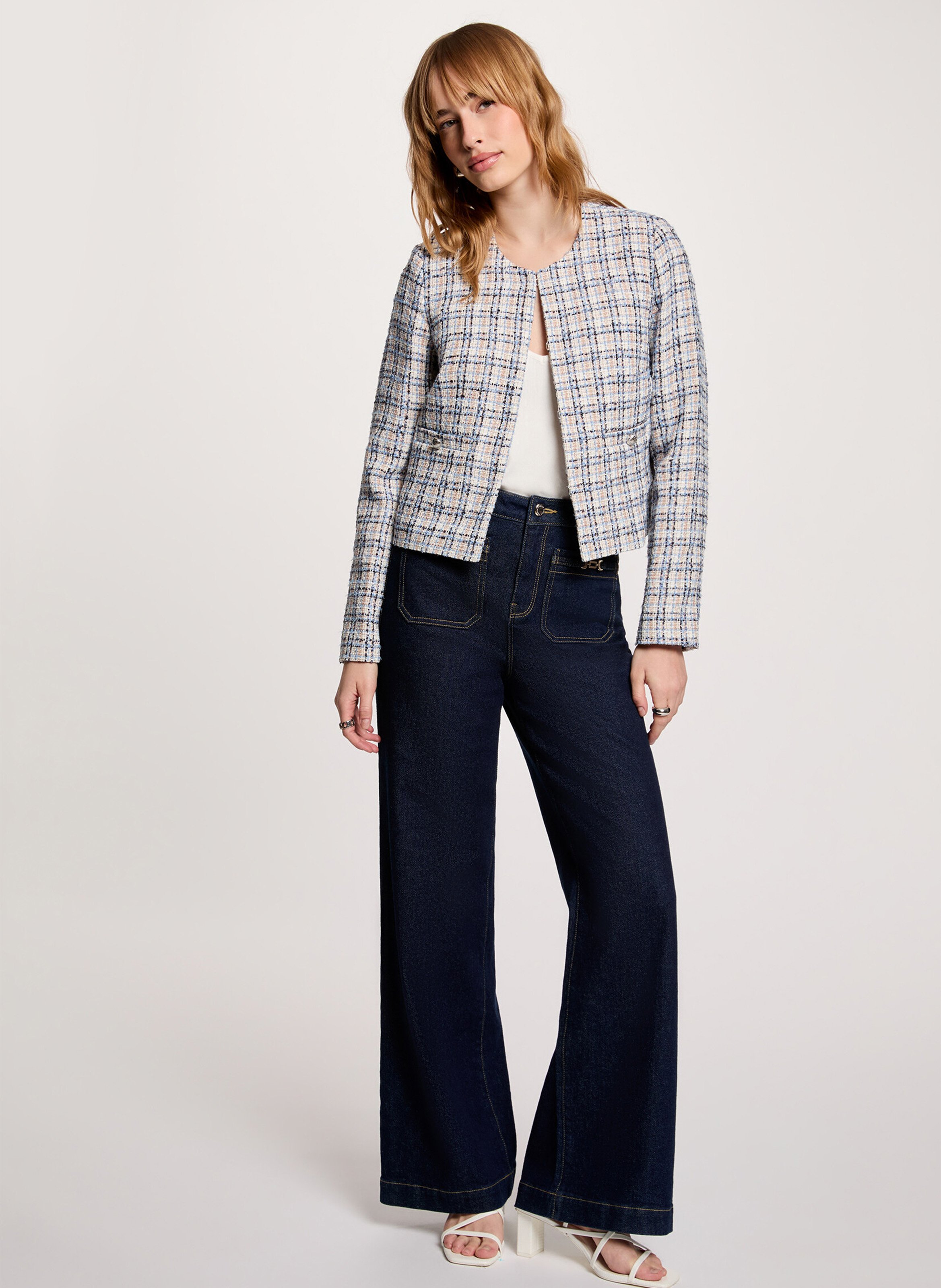 Veste courte droite en tweed MORGAN Multicolore