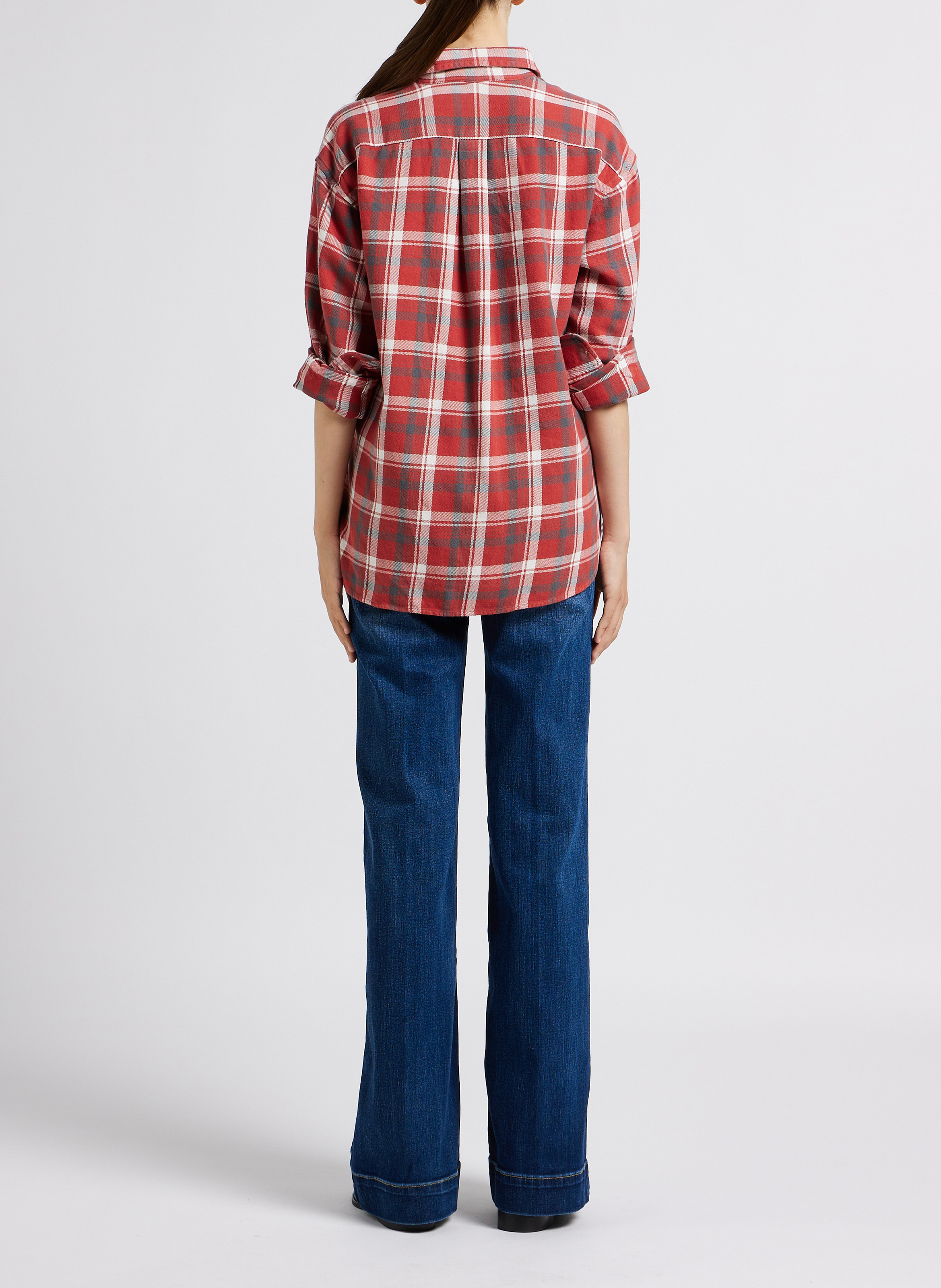 Karierte Baumwollbluse mit klassischem Kragen POLO RALPH LAUREN Rot