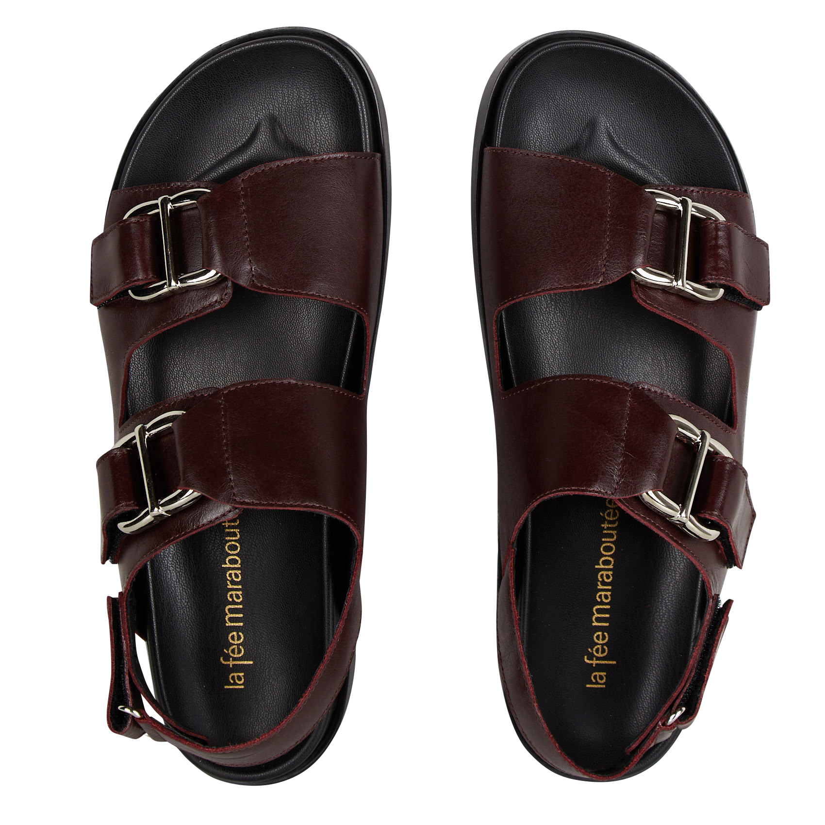 Sandales plates en cuir LA FEE MARABOUTEE Rouge