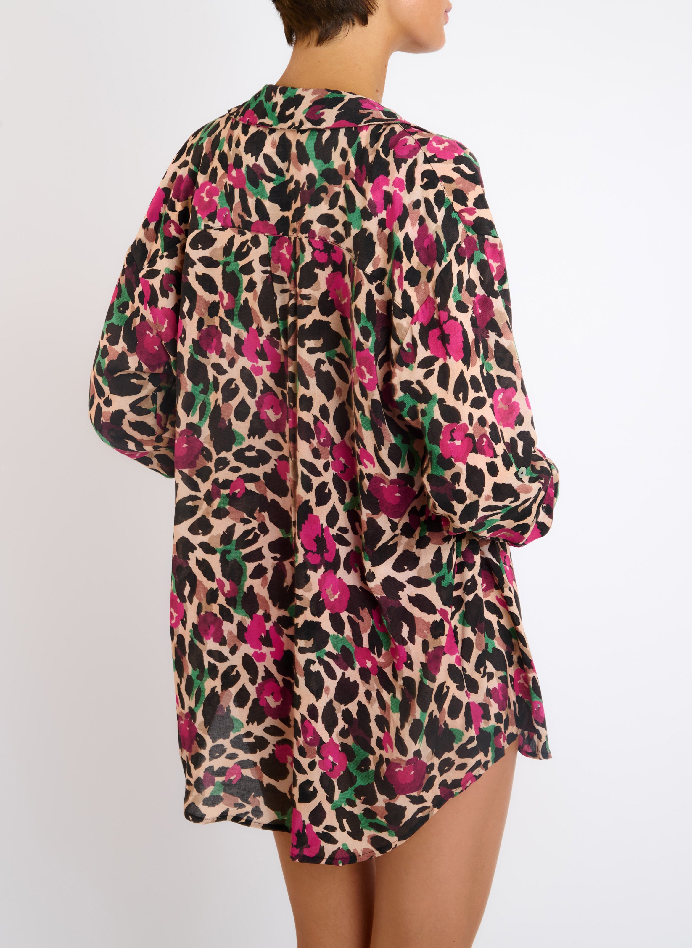 Weite Bluse mit Print LIVIA Beige