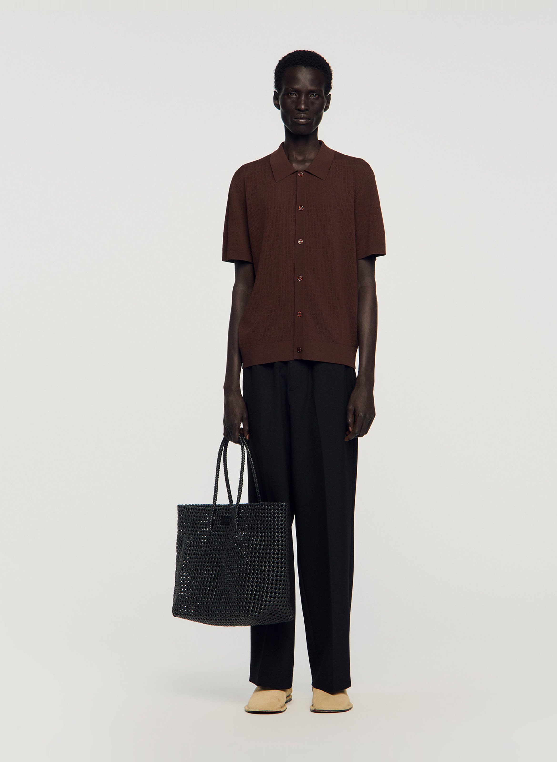 Cabas en tressé SANDRO Noir