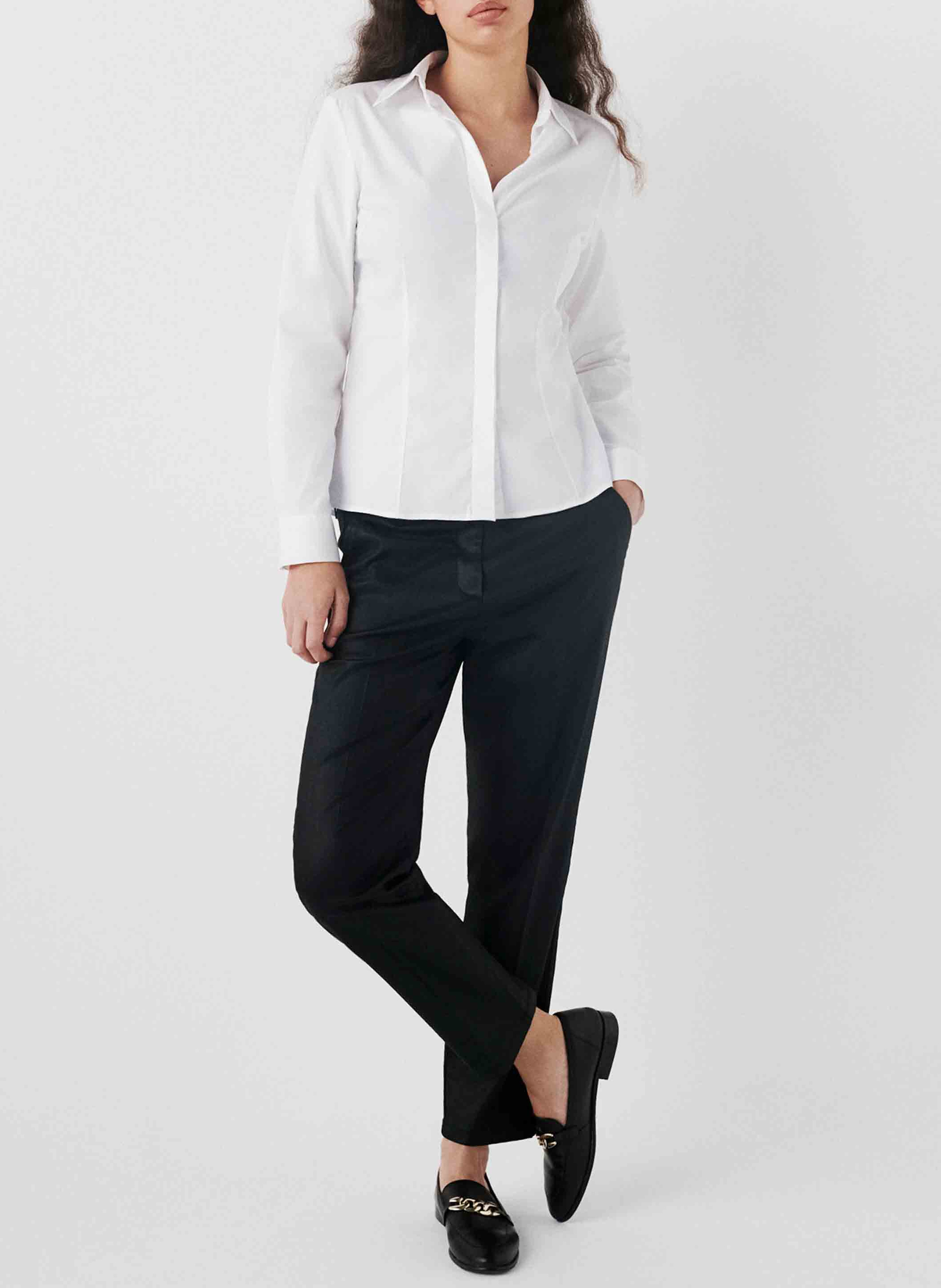Chemise col classique en coton mélangé CAROLL Blanc