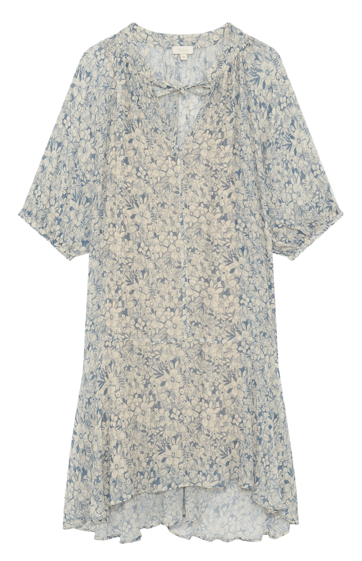 Fanny Juliette printed round-neck short dress PABLO Blue