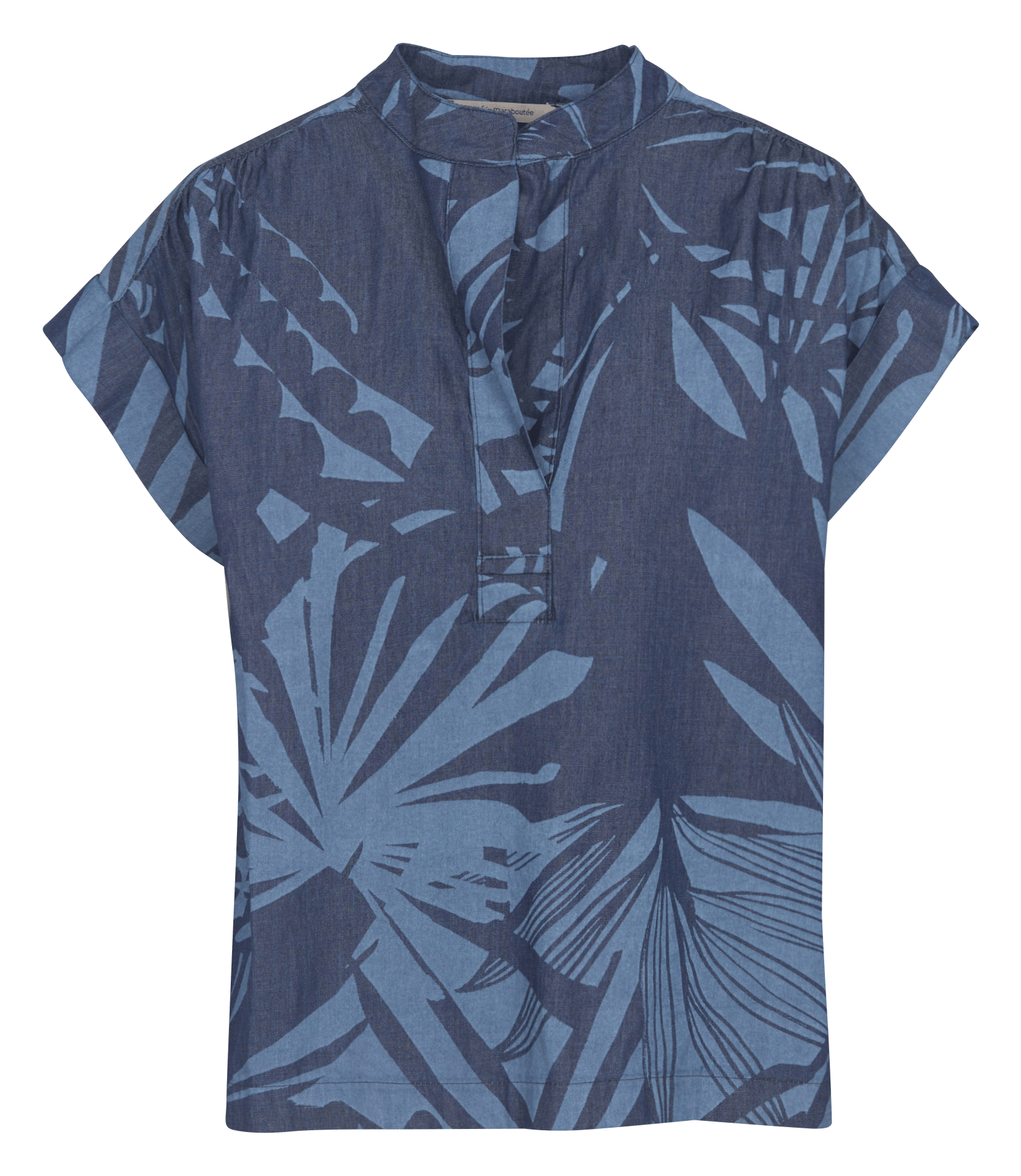 Loose-fit cotton top with Tunisian collar LA FEE MARABOUTEE Blue