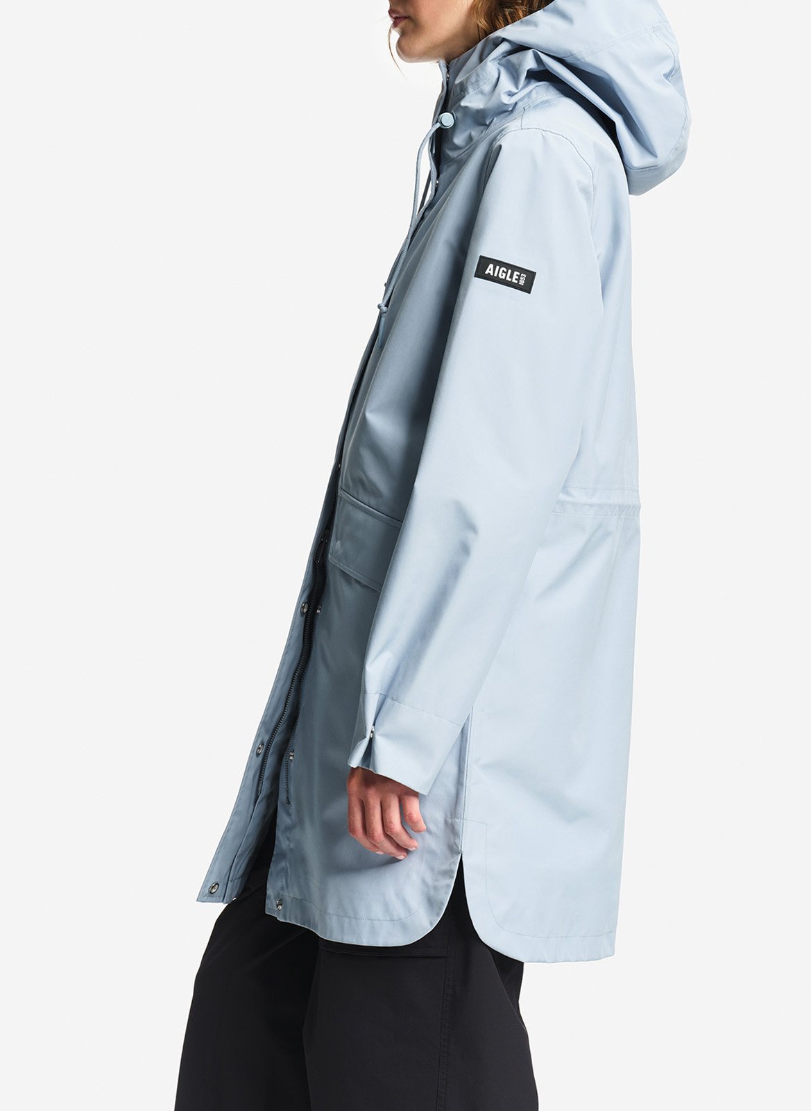 Mid-length straight hooded parka AIGLE Blue