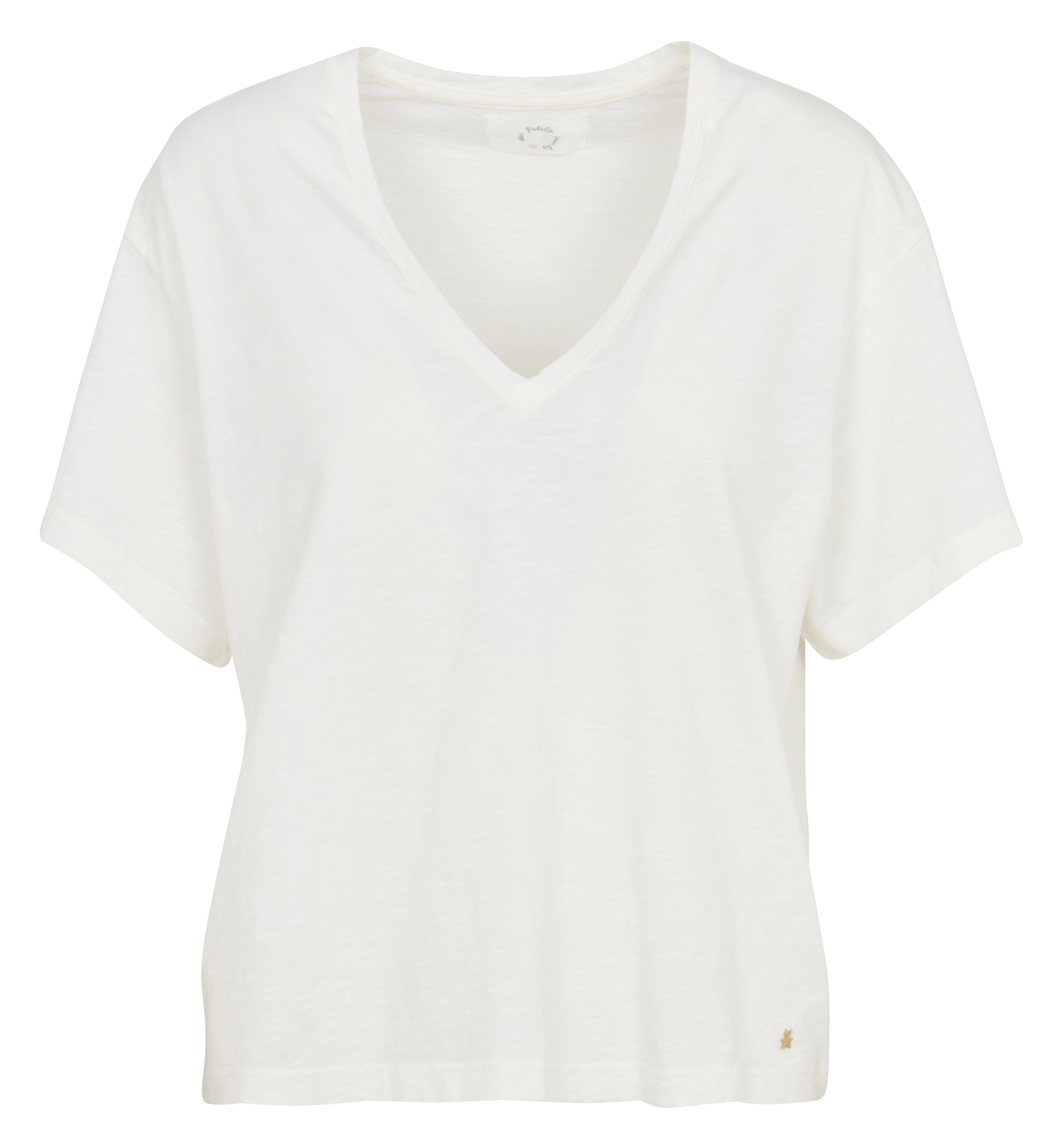 Loose-fit cotton V-neck T-shirt DES PETITS HAUTS Beige