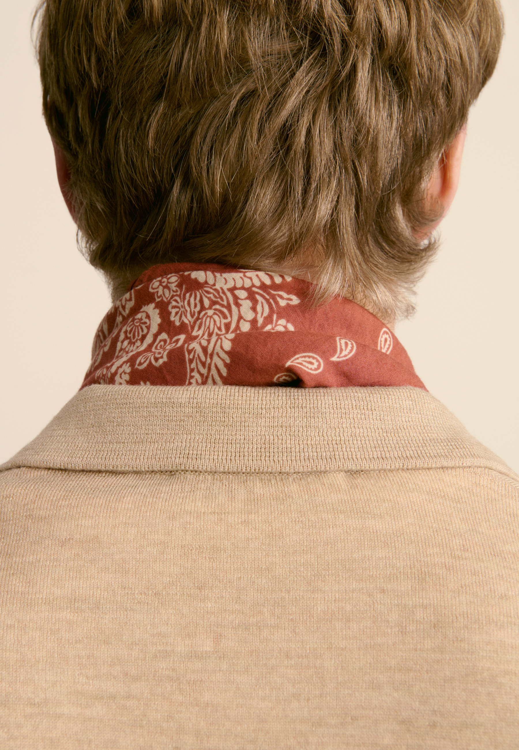 Long-sleeve Merino wool polo MAISON MONTAGUT Beige