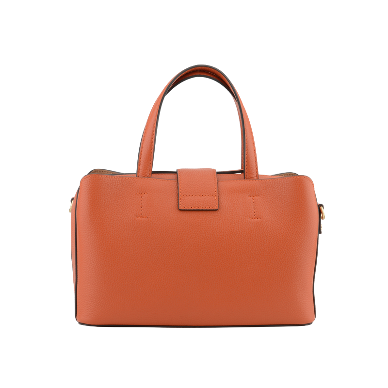 Leather handbag POURCHET Orange