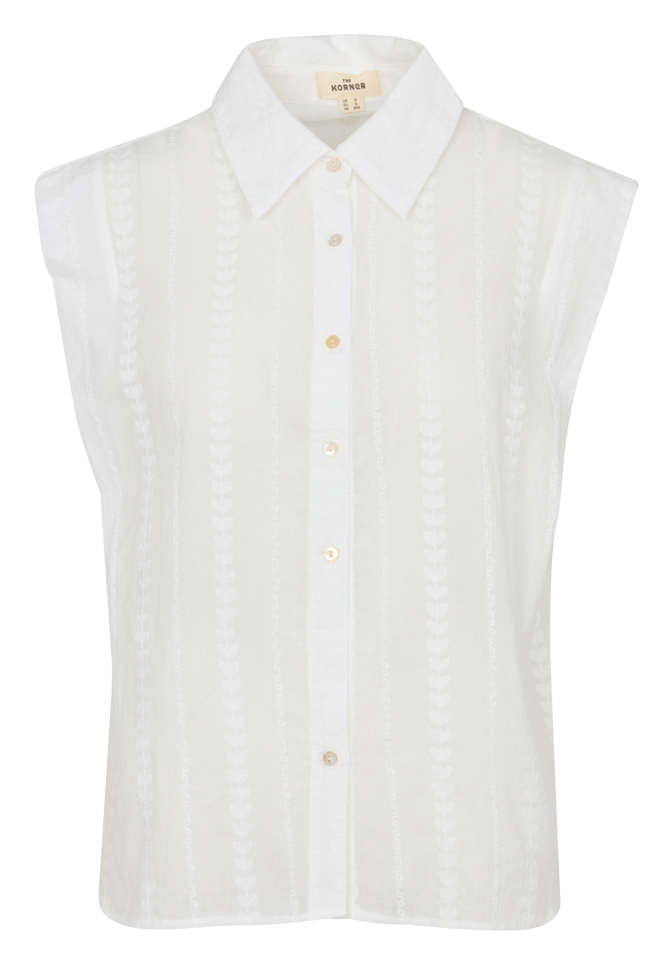 Oversized, katoenen blouse met klassieke kraag en borduurwerk THE KORNER Wit