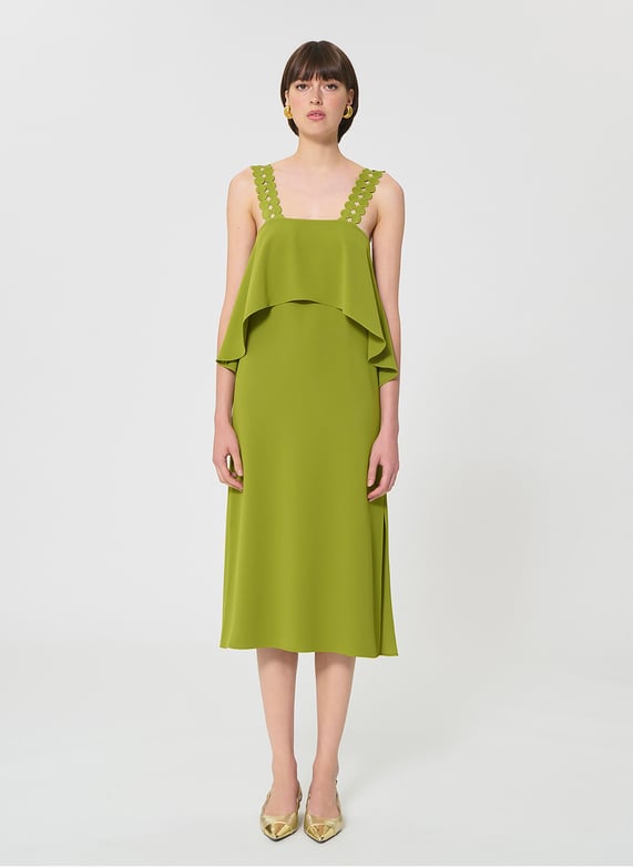tara jarmon green dress Robins dress green double canvas