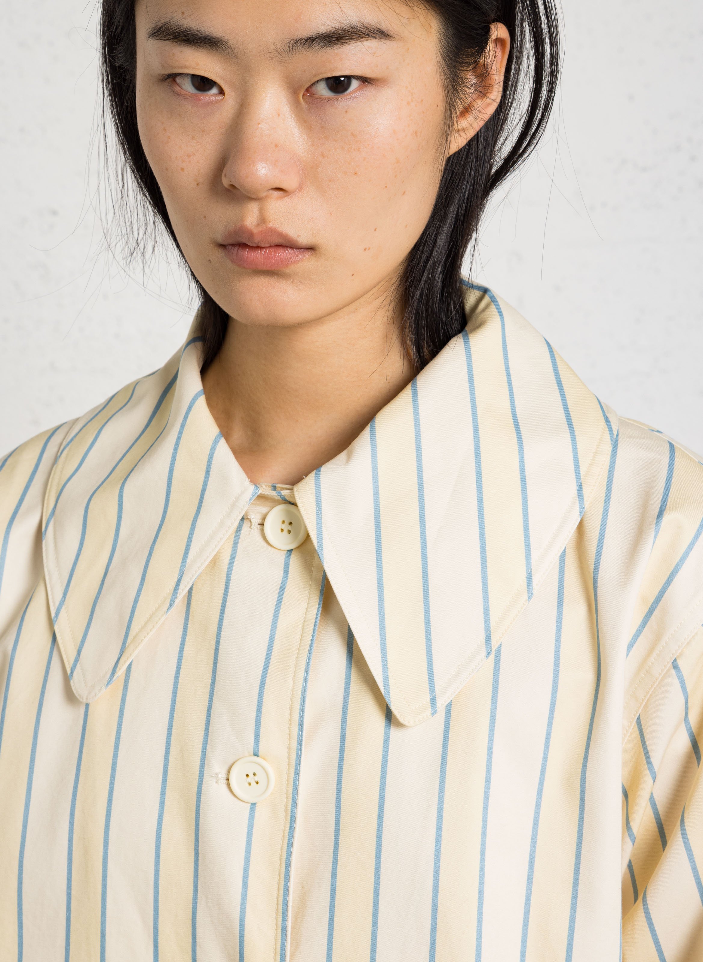 Striped jacket with classic collar THE TINY BIG SISTER Beige