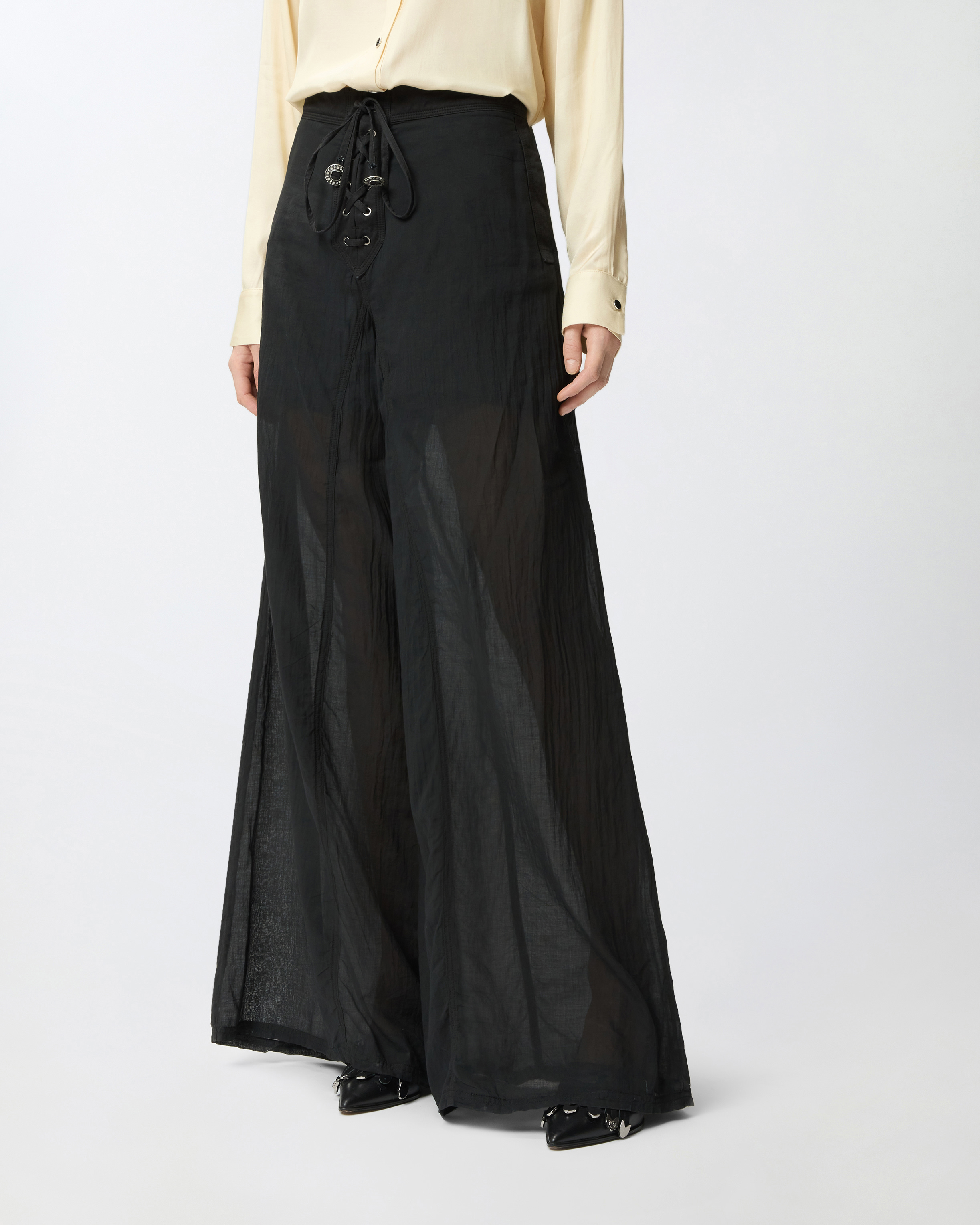 Pantalon léger avec lacets et détails western PINKO Noir