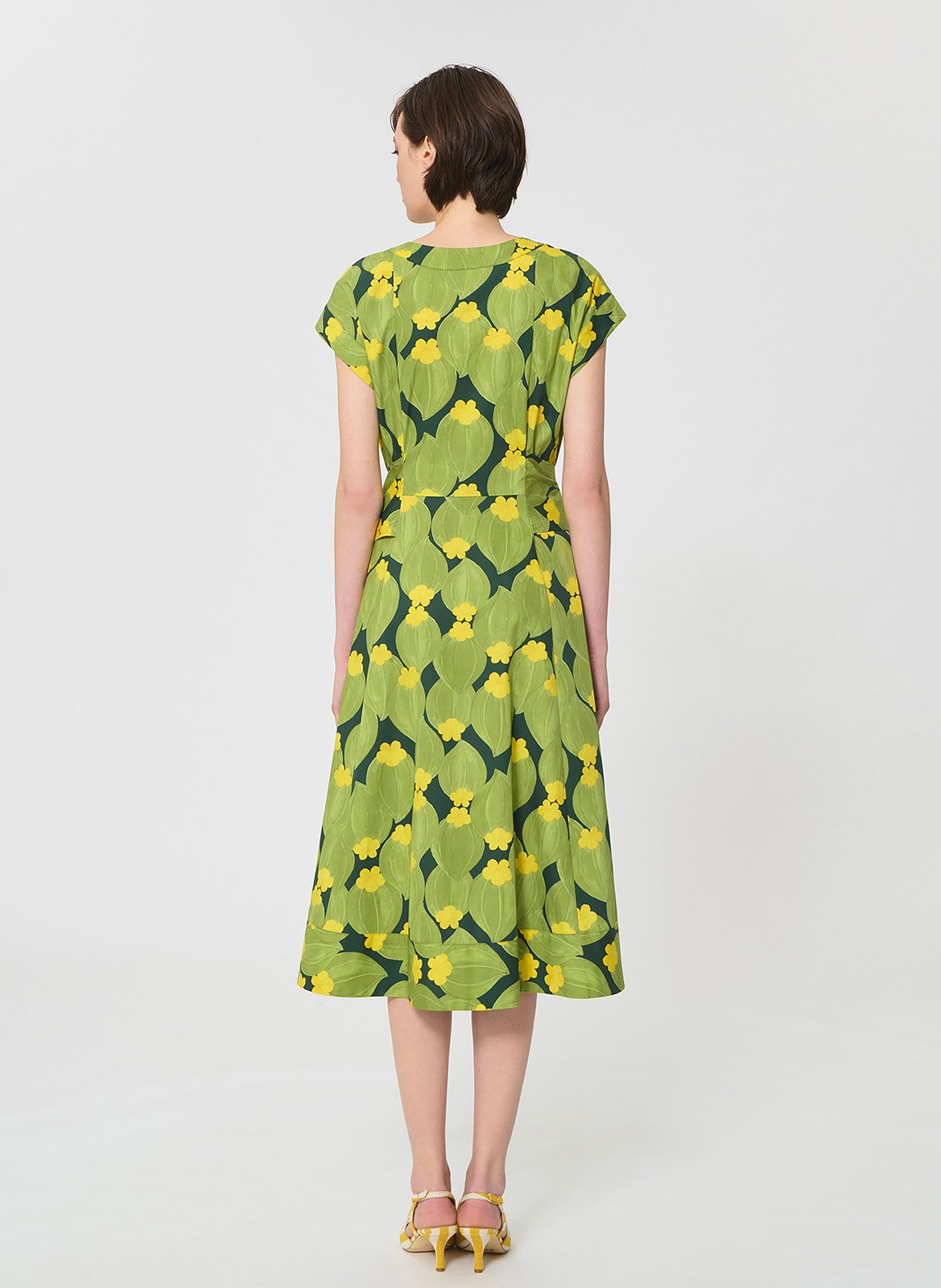 Robe midi ceinturée à motif TARA JARMON Vert