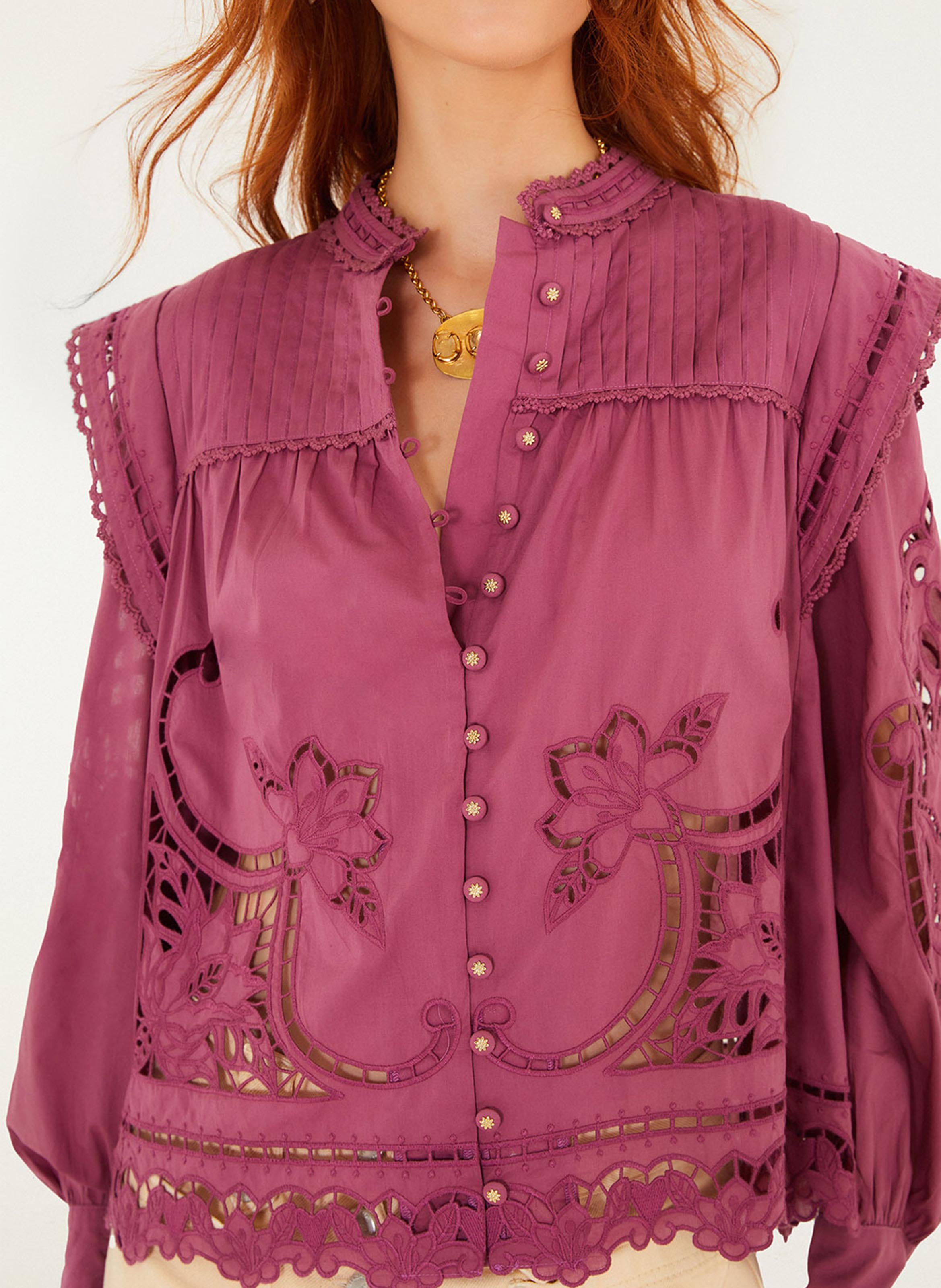 Embroidered round-neck blouse FARM RIO Pink