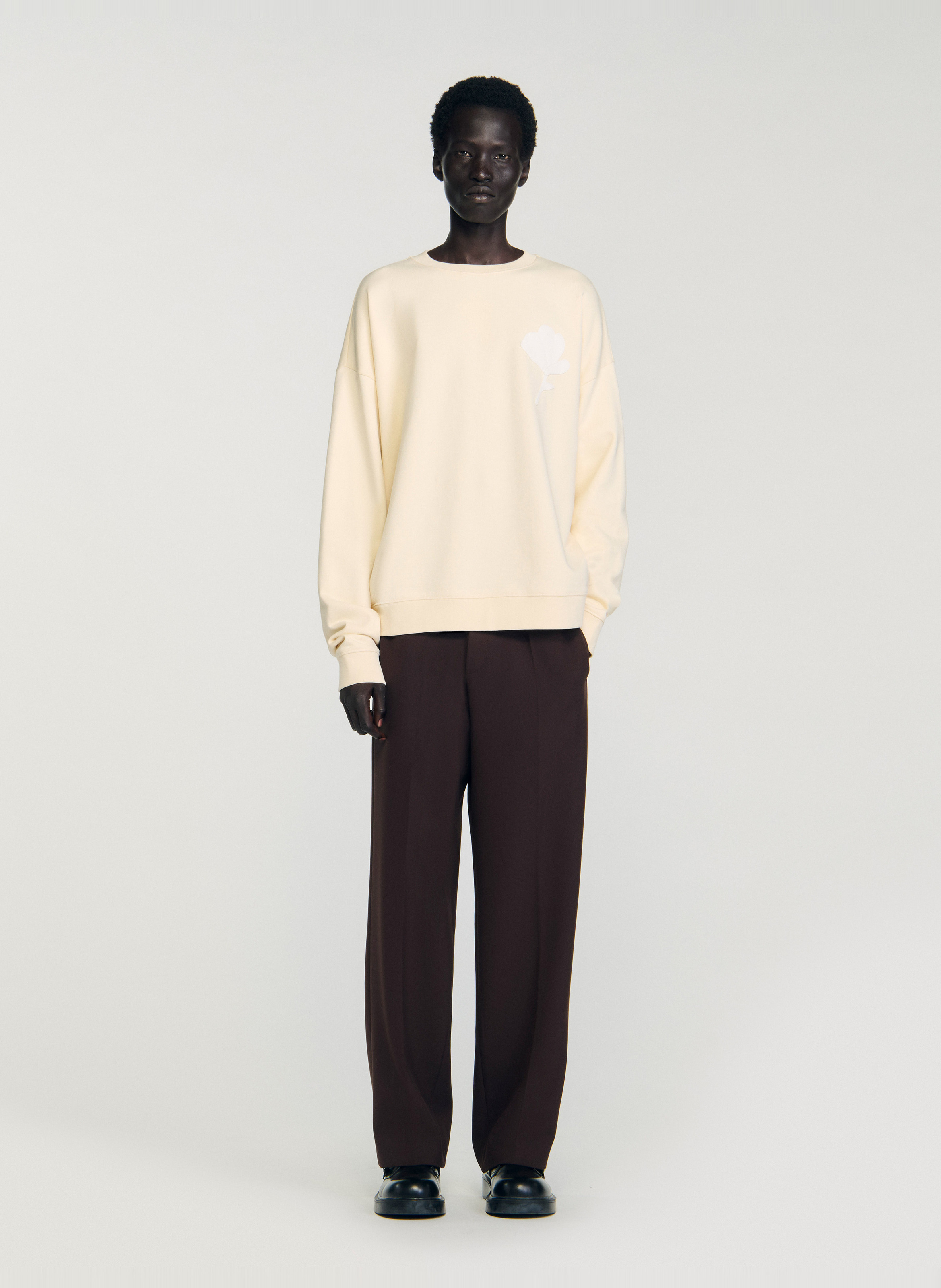 Effen T-shirt SANDRO Beige