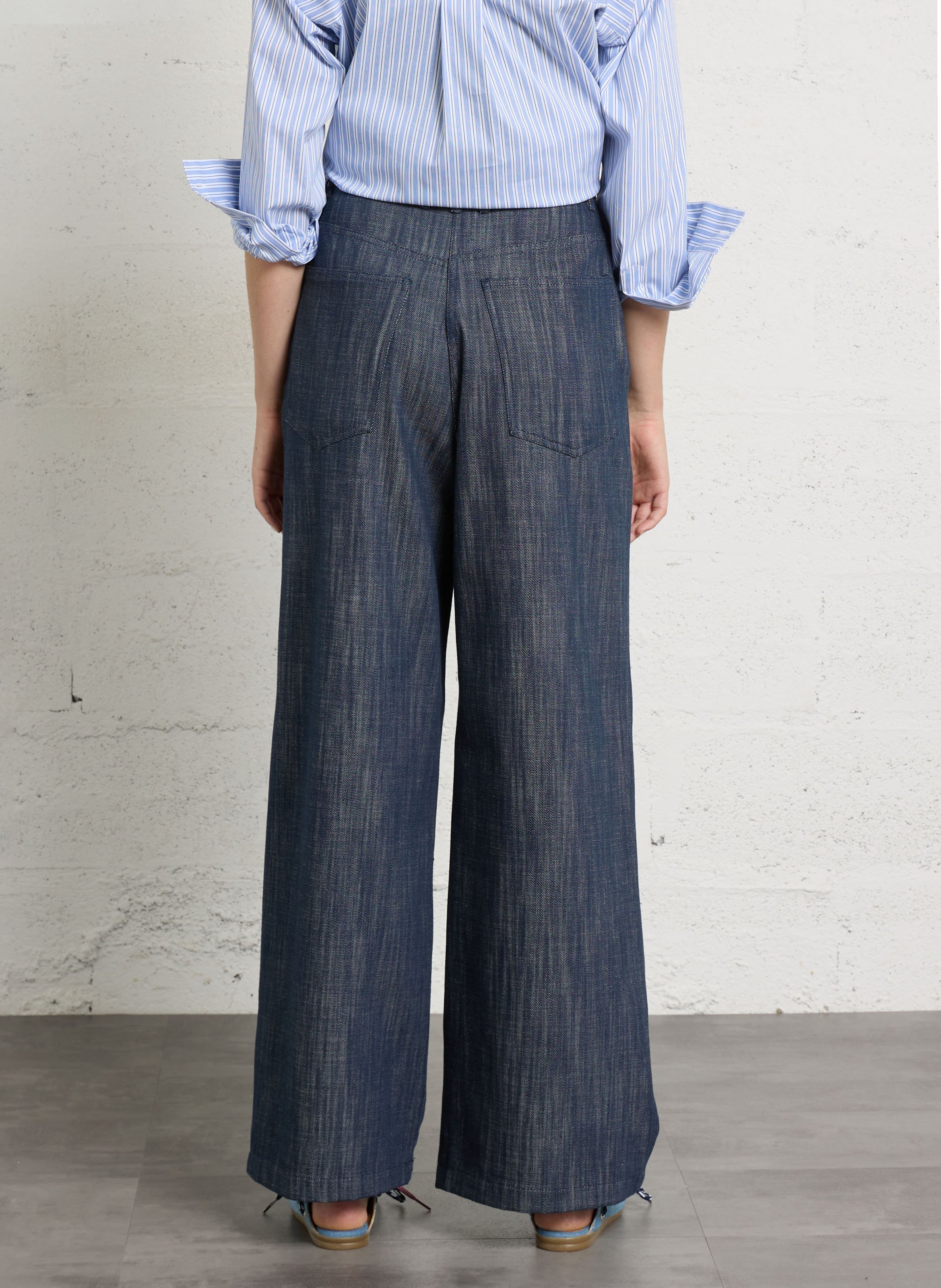 Jean large en denim de coton MOMONI Bleu